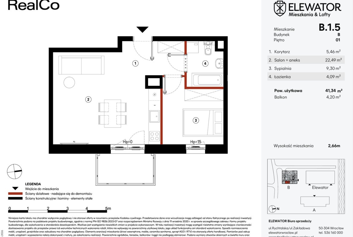 Планировка B.1.5 — Elewator – Mieszkania i Lofty