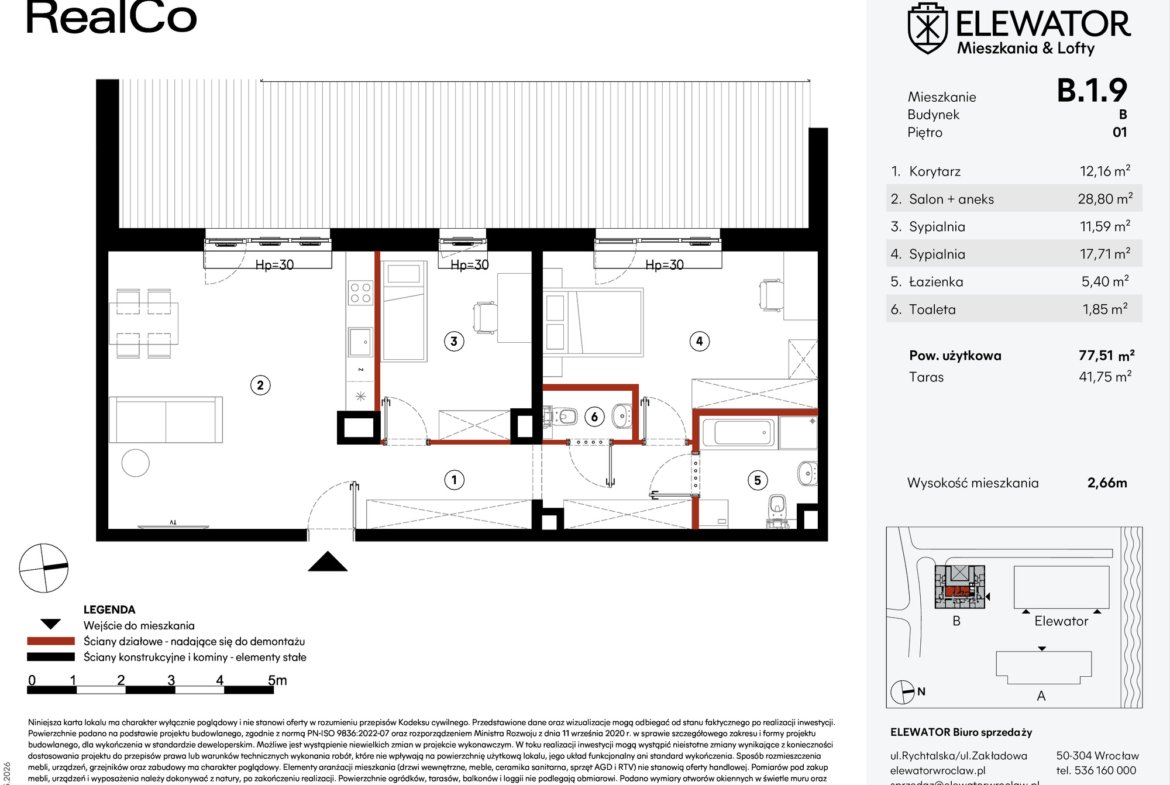 Планування B.1.9 — Elewator – Mieszkania i Lofty