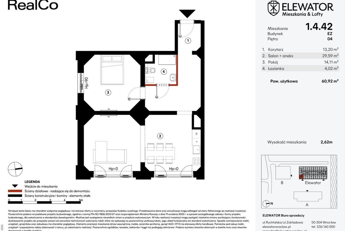 Планування EZ.1.4.42 — Elewator – Mieszkania i Lofty