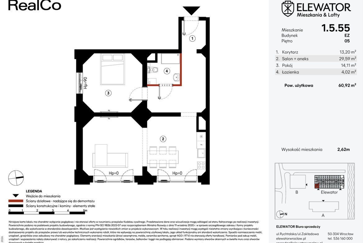 Планування EZ.1.5.55 — Elewator – Mieszkania i Lofty