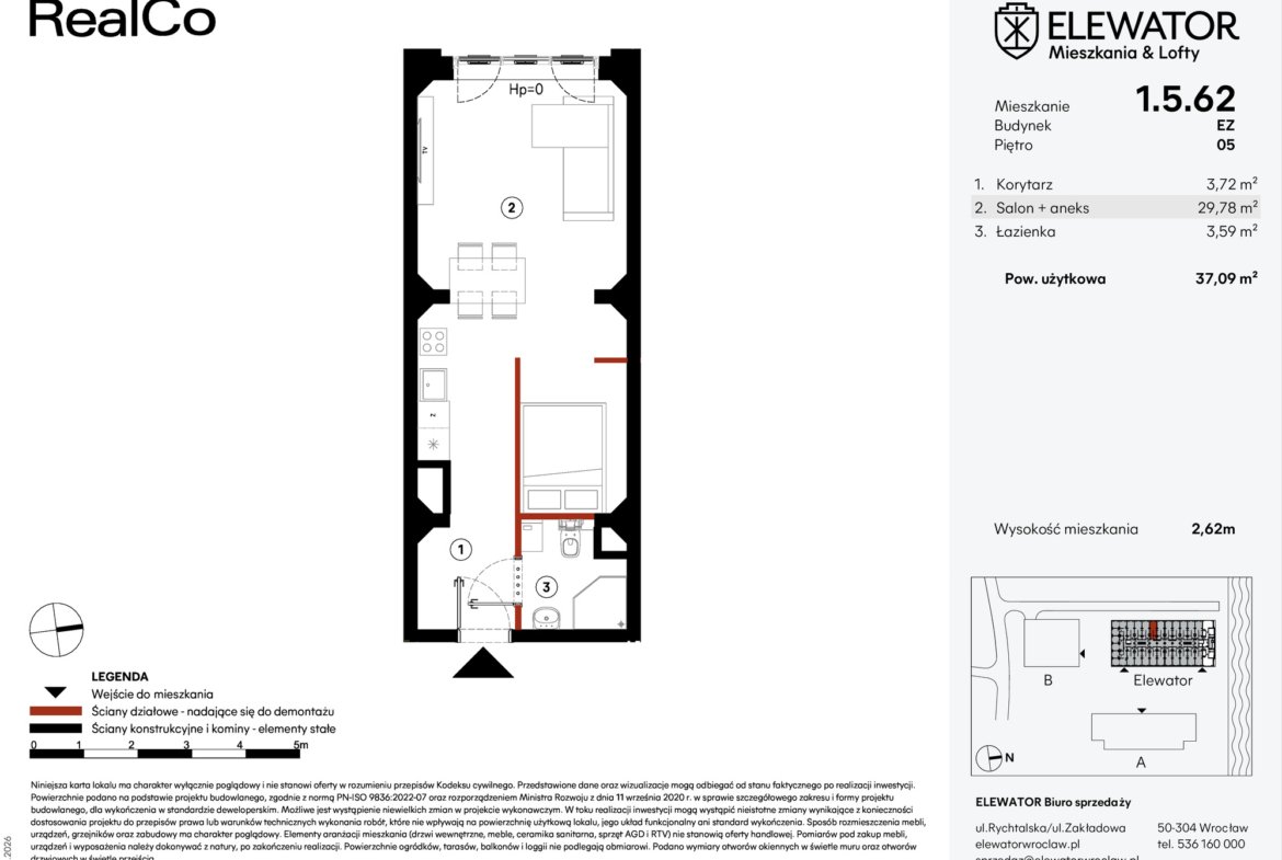 Планування EZ.1.5.62 — Elewator – Mieszkania i Lofty