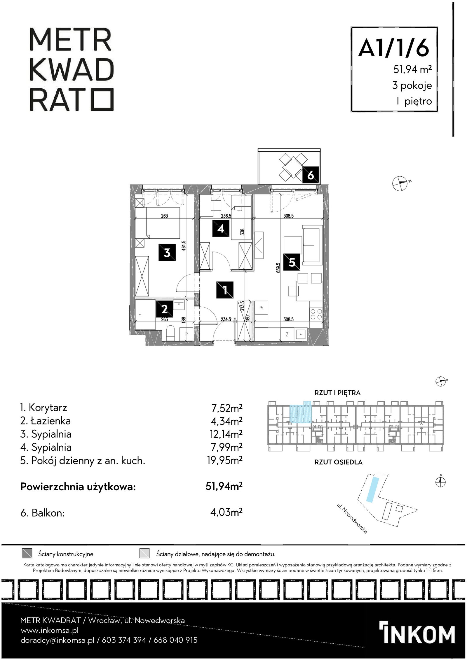 Rzut A1/1/6 — Osiedle Metr Kwadrat