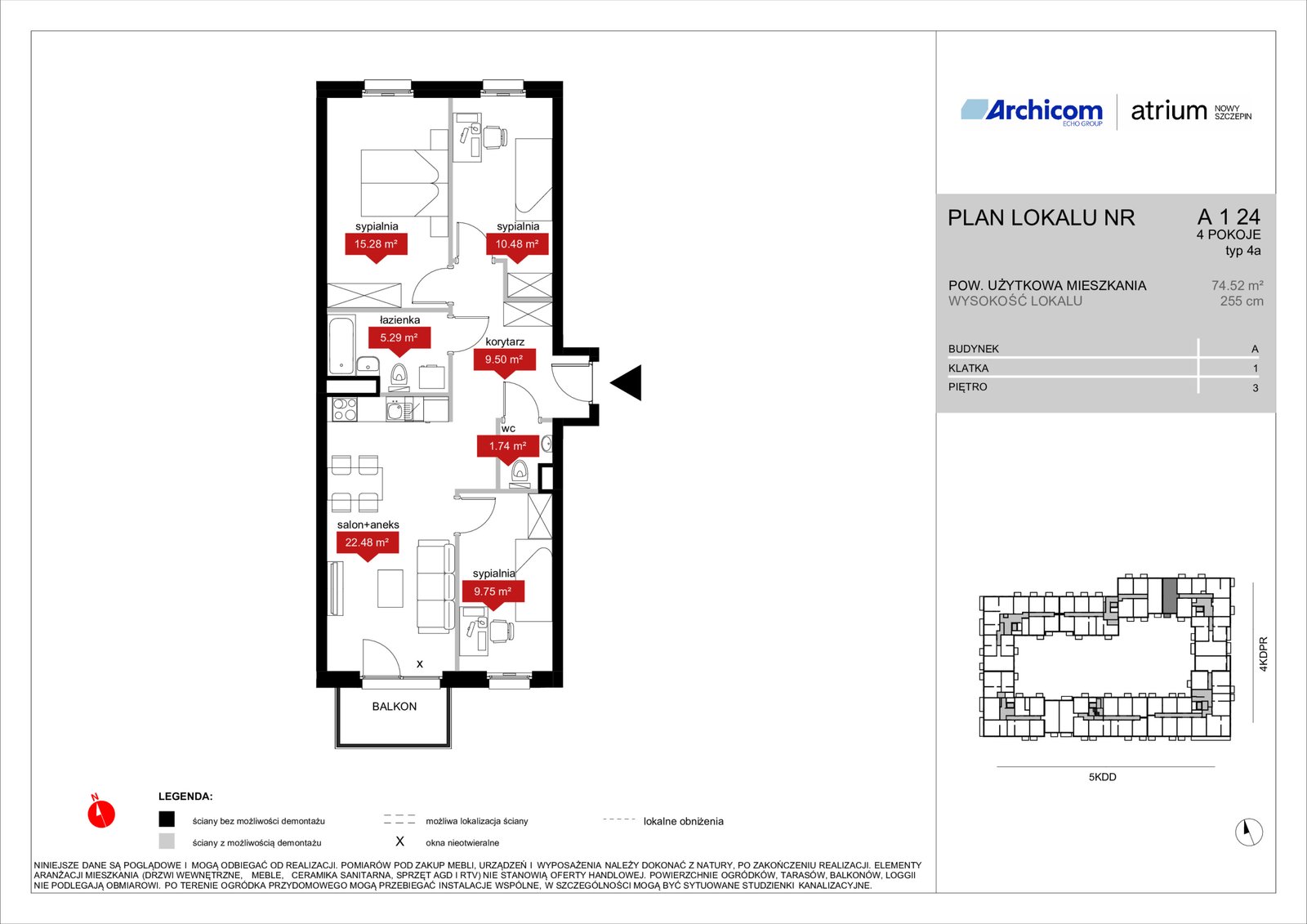 Rzut A1 24 — Atrium – Nowy Szczepin