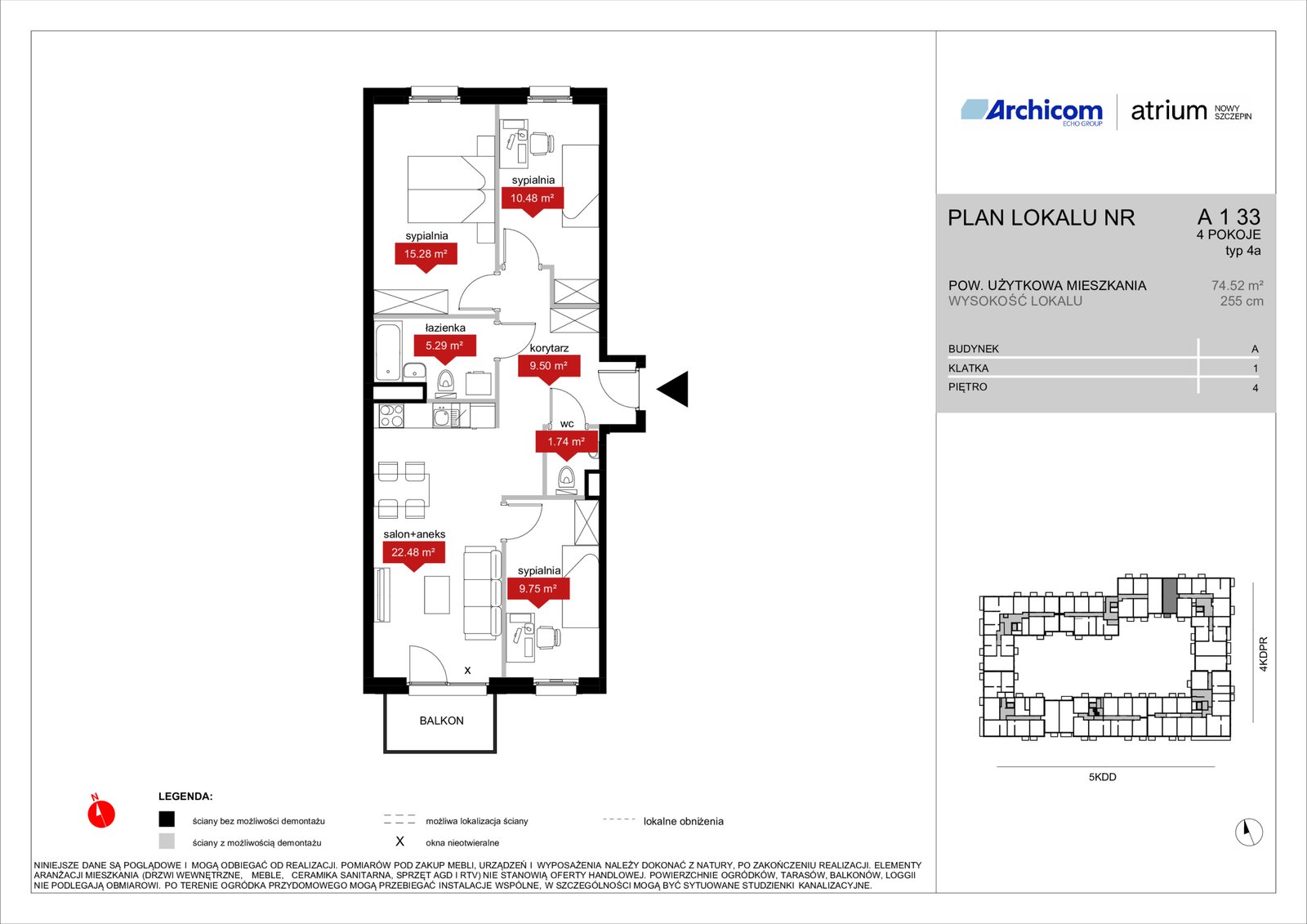 Rzut A1 33 — Atrium – Nowy Szczepin