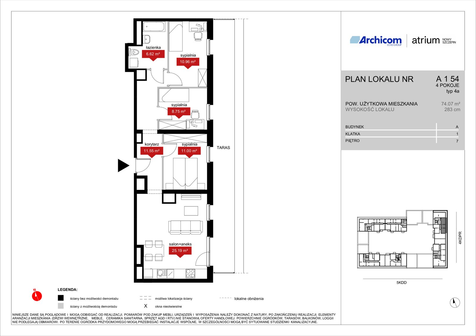 Rzut A1 54 — Atrium – Nowy Szczepin