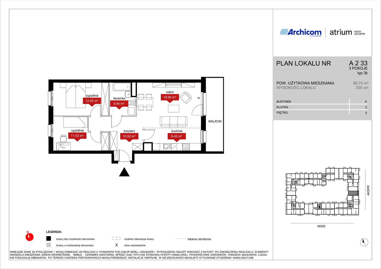 Rzut A2 33 — Atrium – Nowy Szczepin