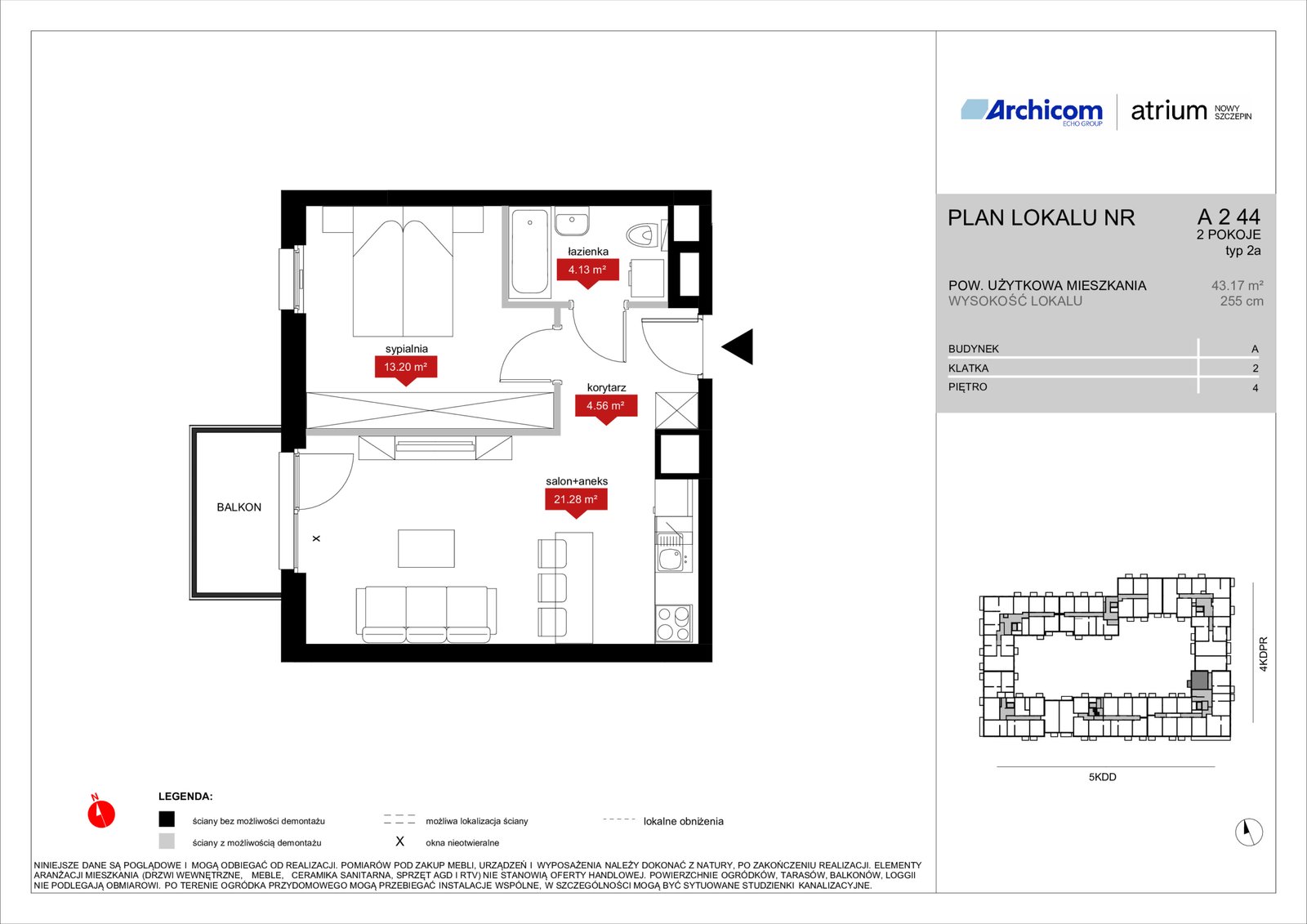 Rzut A2 44 — Atrium – Nowy Szczepin