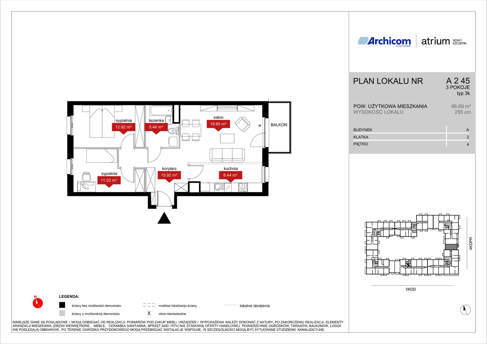 Rzut A2 45 — Atrium – Nowy Szczepin