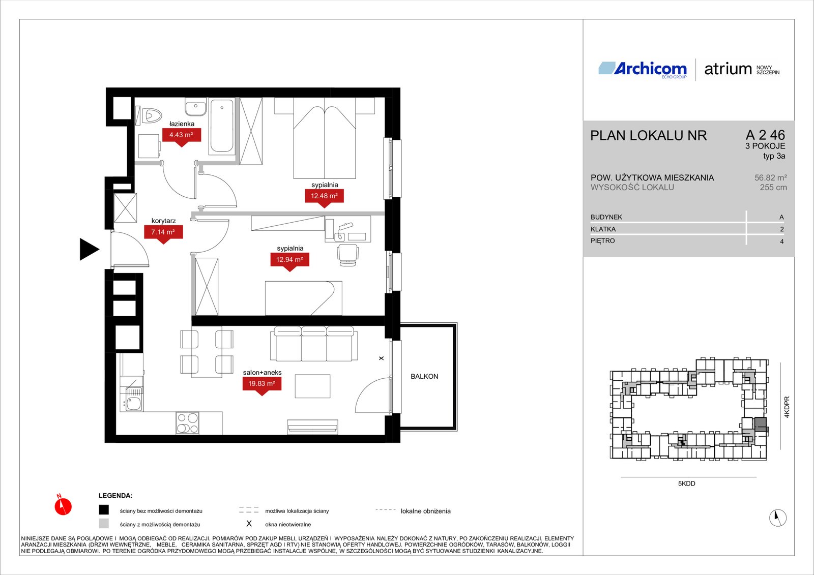 Rzut A2 46 — Atrium – Nowy Szczepin