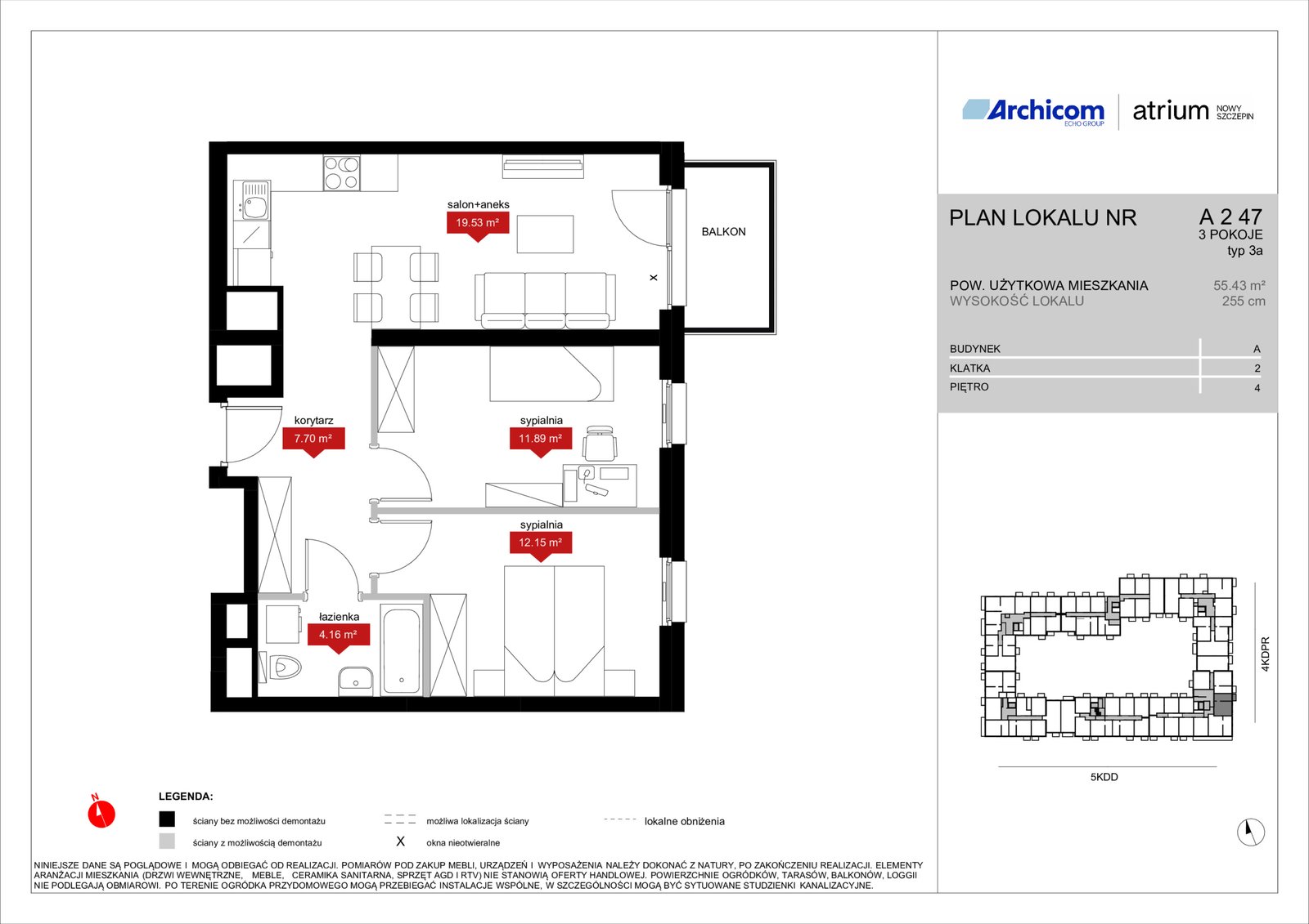 Rzut A2 47 — Atrium – Nowy Szczepin