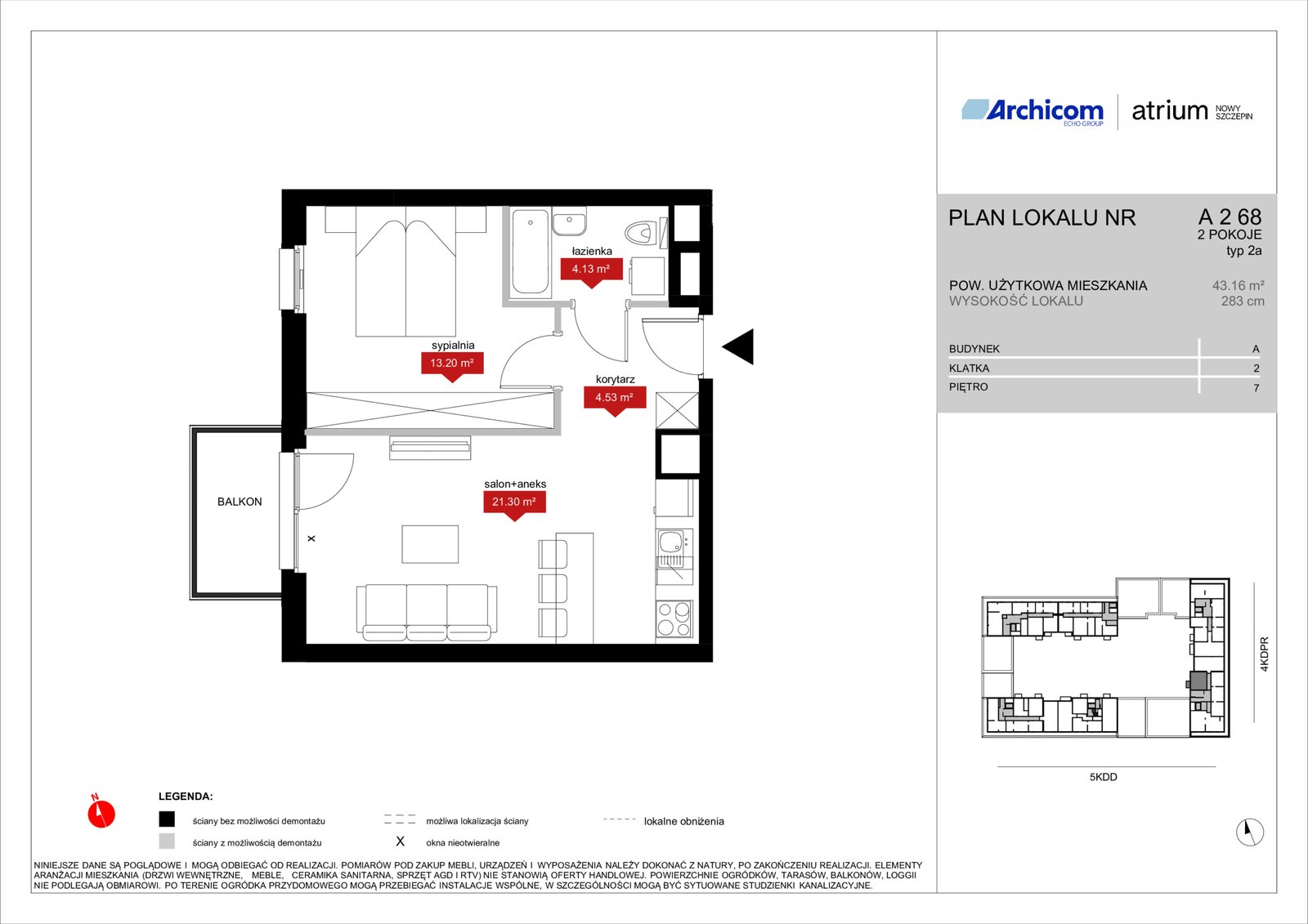 Rzut A2 68 — Atrium – Nowy Szczepin