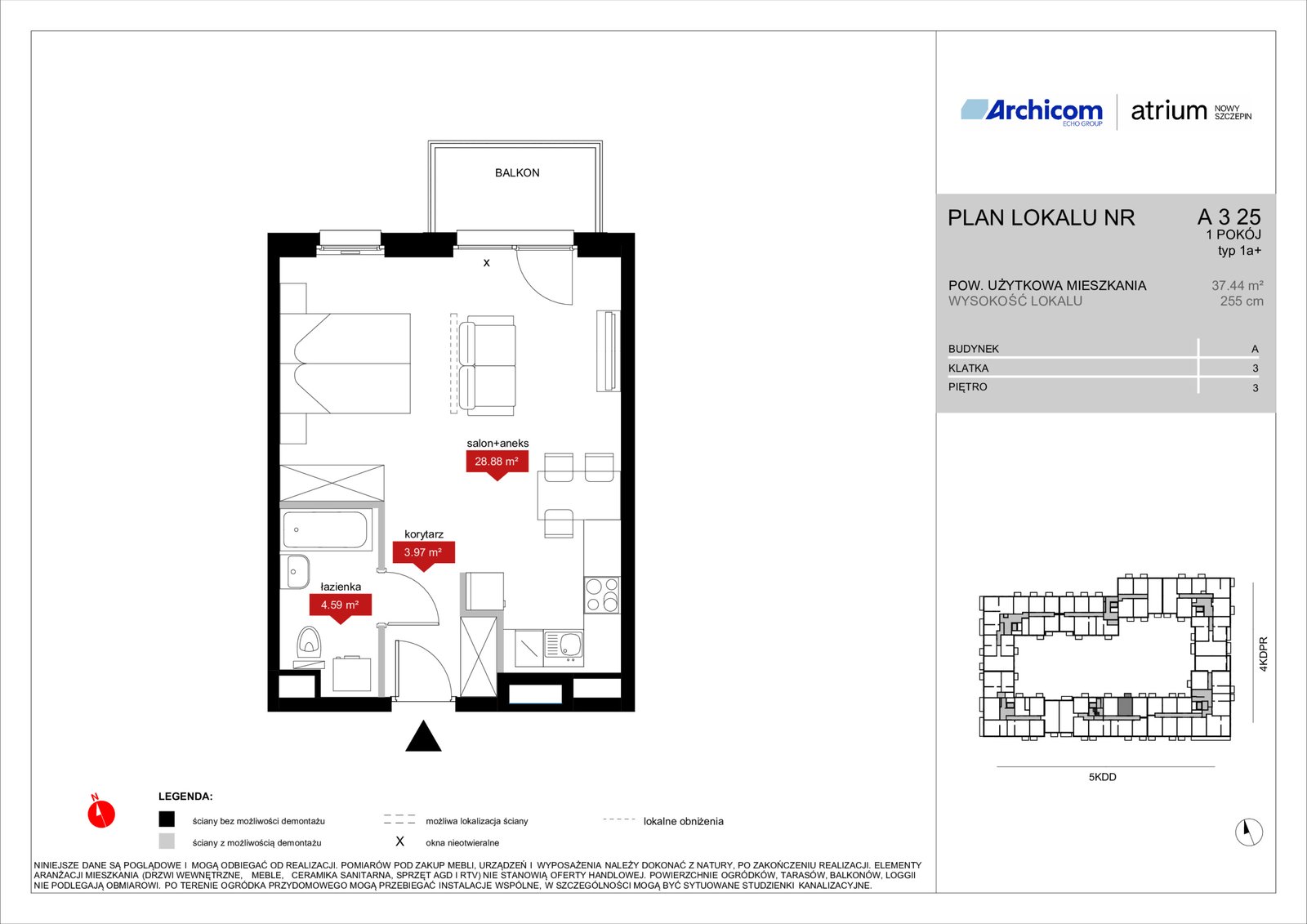 Rzut A3 25 — Atrium – Nowy Szczepin