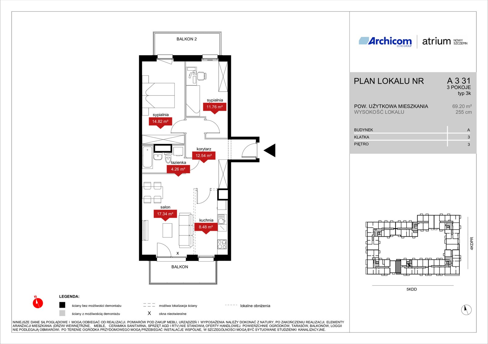 Rzut A3 31 — Atrium – Nowy Szczepin