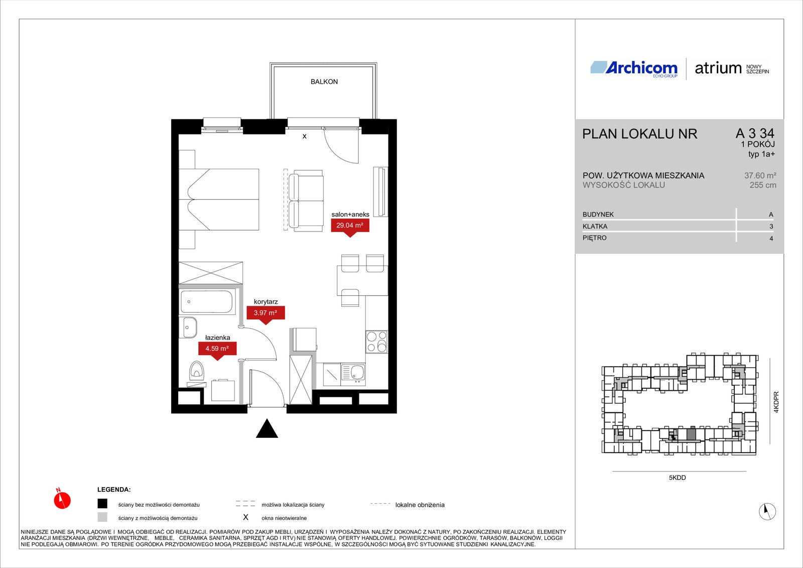 Rzut A3 34 — Atrium – Nowy Szczepin