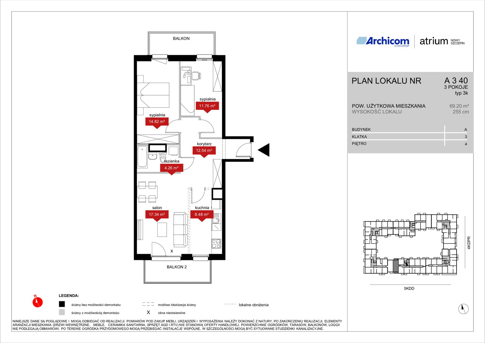 Rzut A3 40 — Atrium – Nowy Szczepin