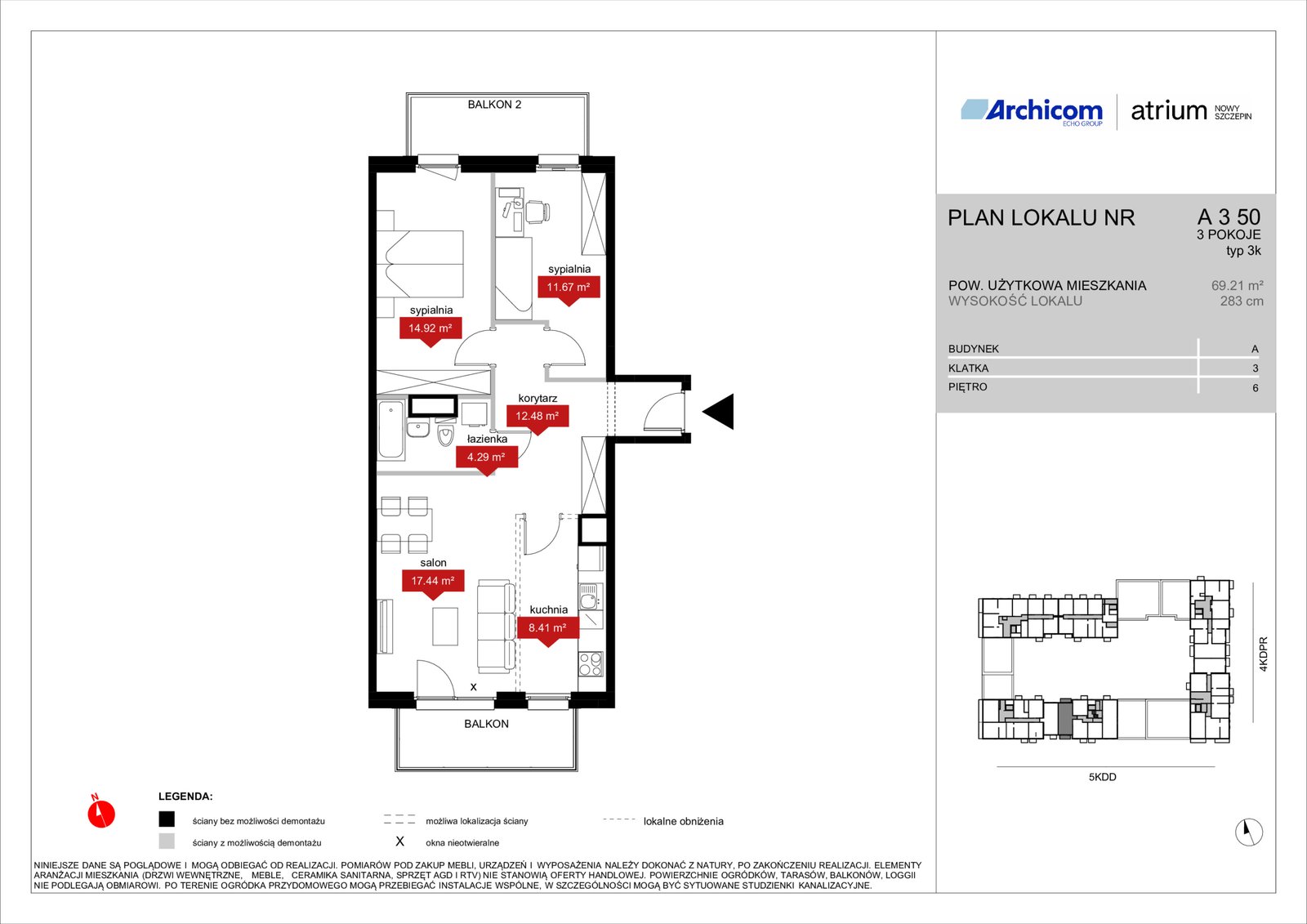 Rzut A3 50 — Atrium – Nowy Szczepin