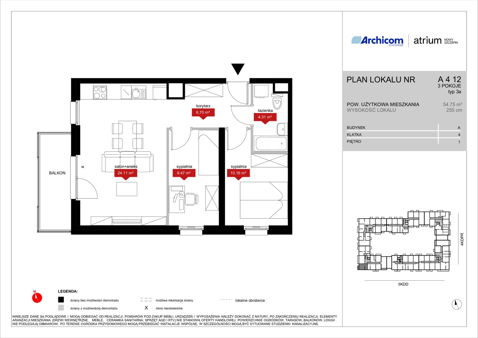 Rzut A4 12 — Atrium – Nowy Szczepin
