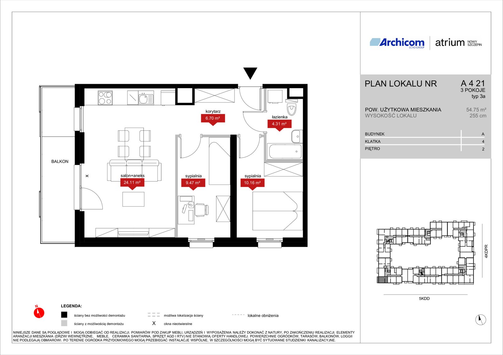 Rzut A4 21 — Atrium – Nowy Szczepin