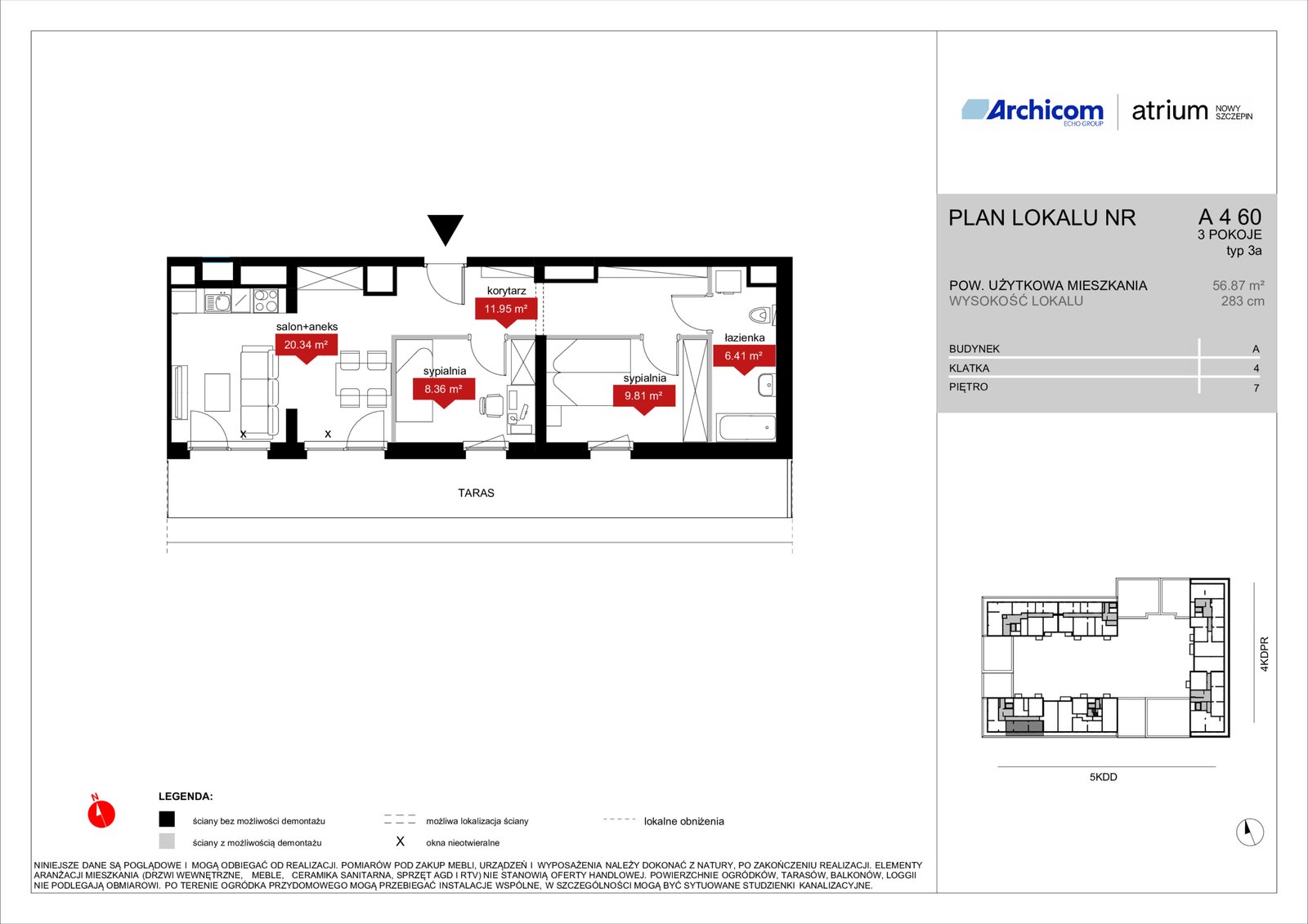 Rzut A4 60 — Atrium – Nowy Szczepin