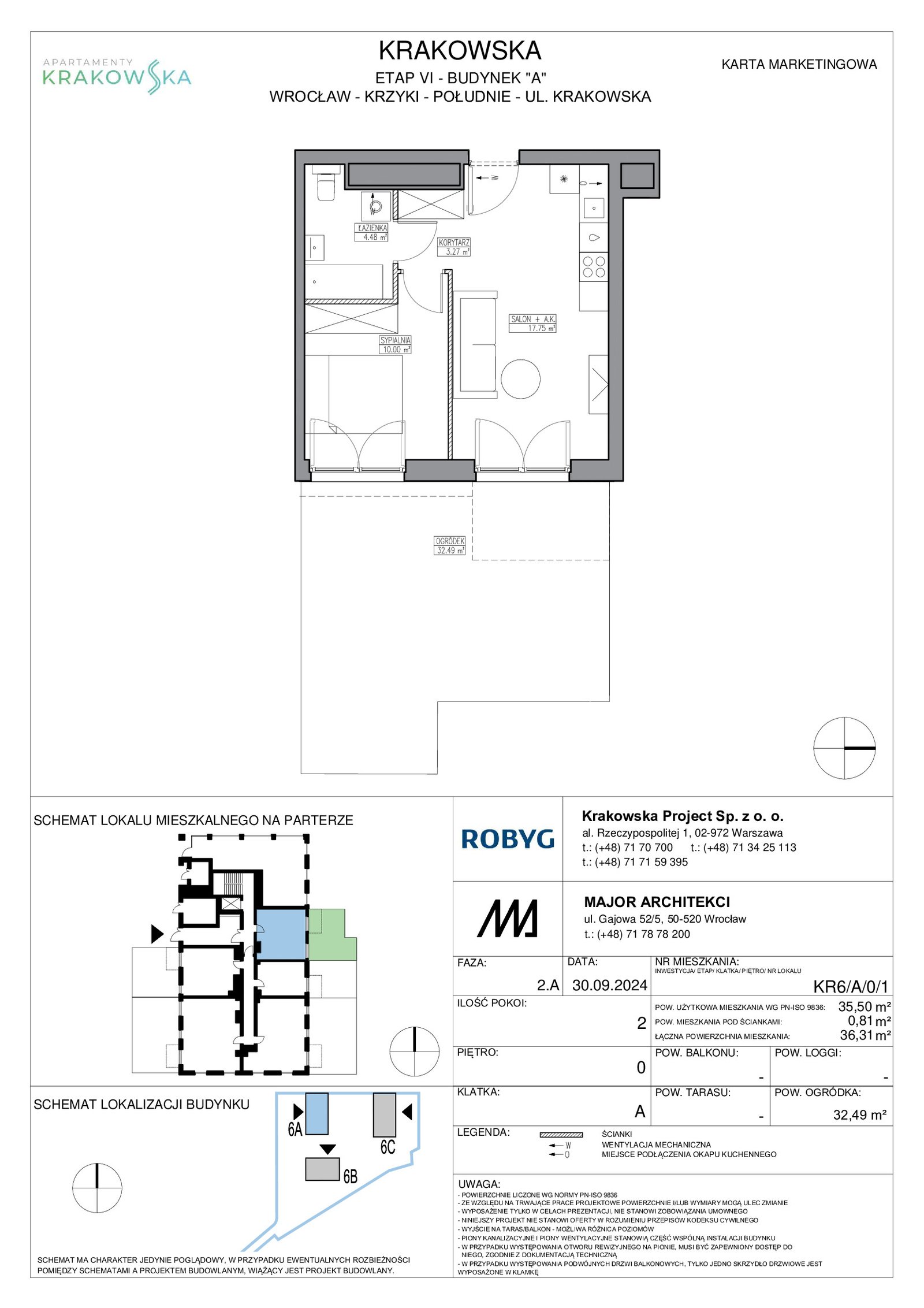 Rzut KR6/A/0/1 — Apartamenty Krakowska 6