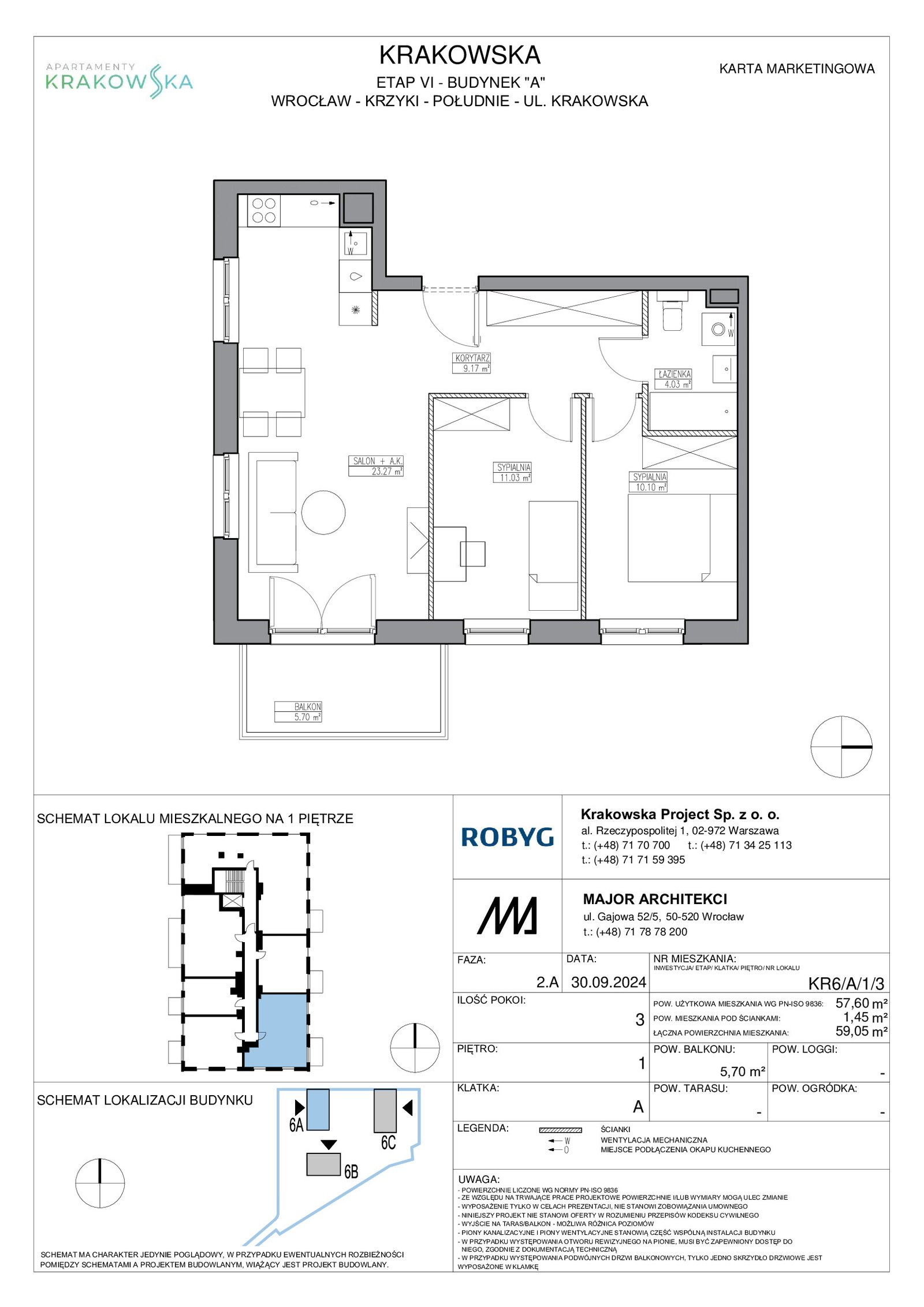Rzut KR6/A/1/3 — Apartamenty Krakowska 6
