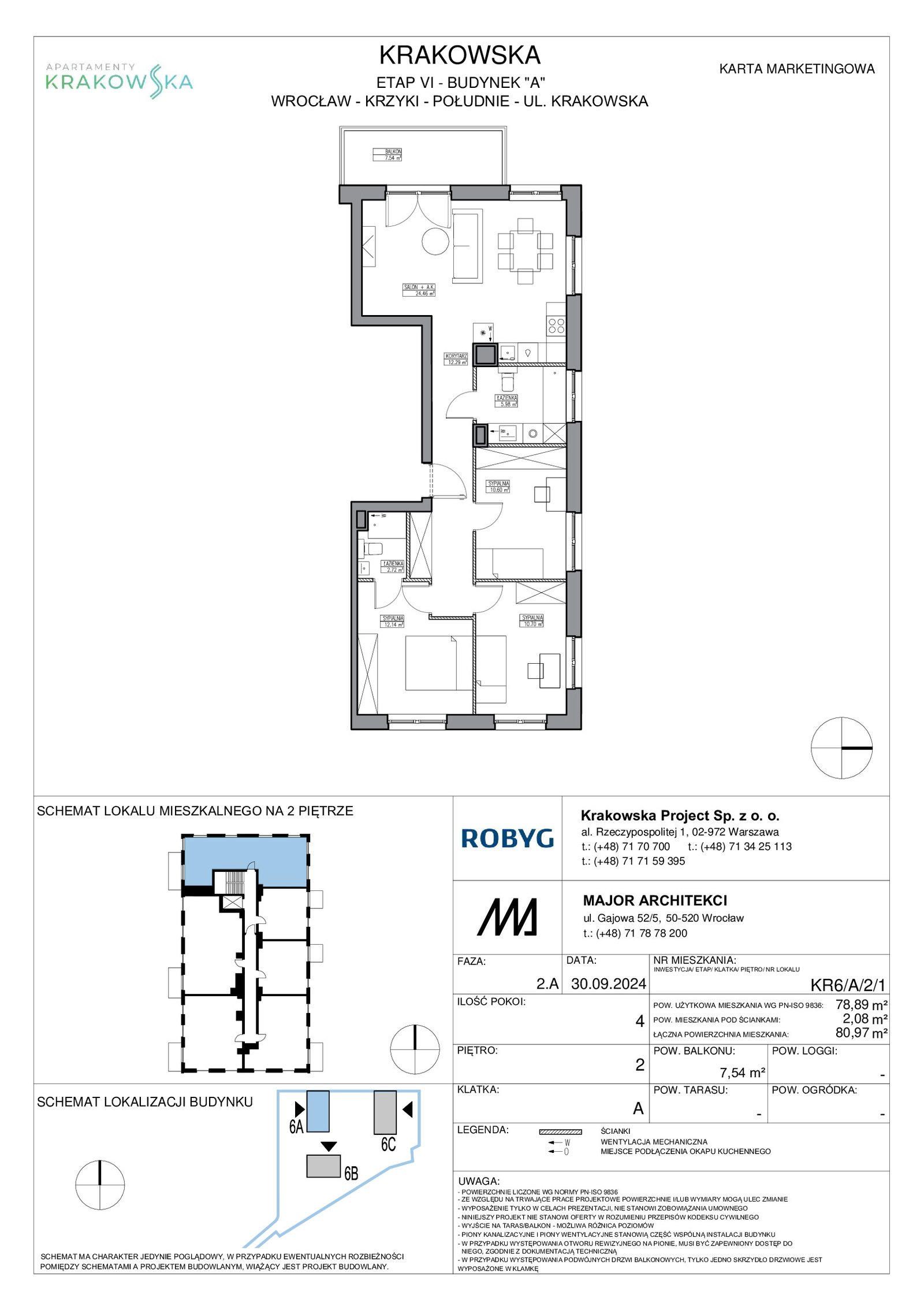 Rzut KR6/A/2/1 — Apartamenty Krakowska 6