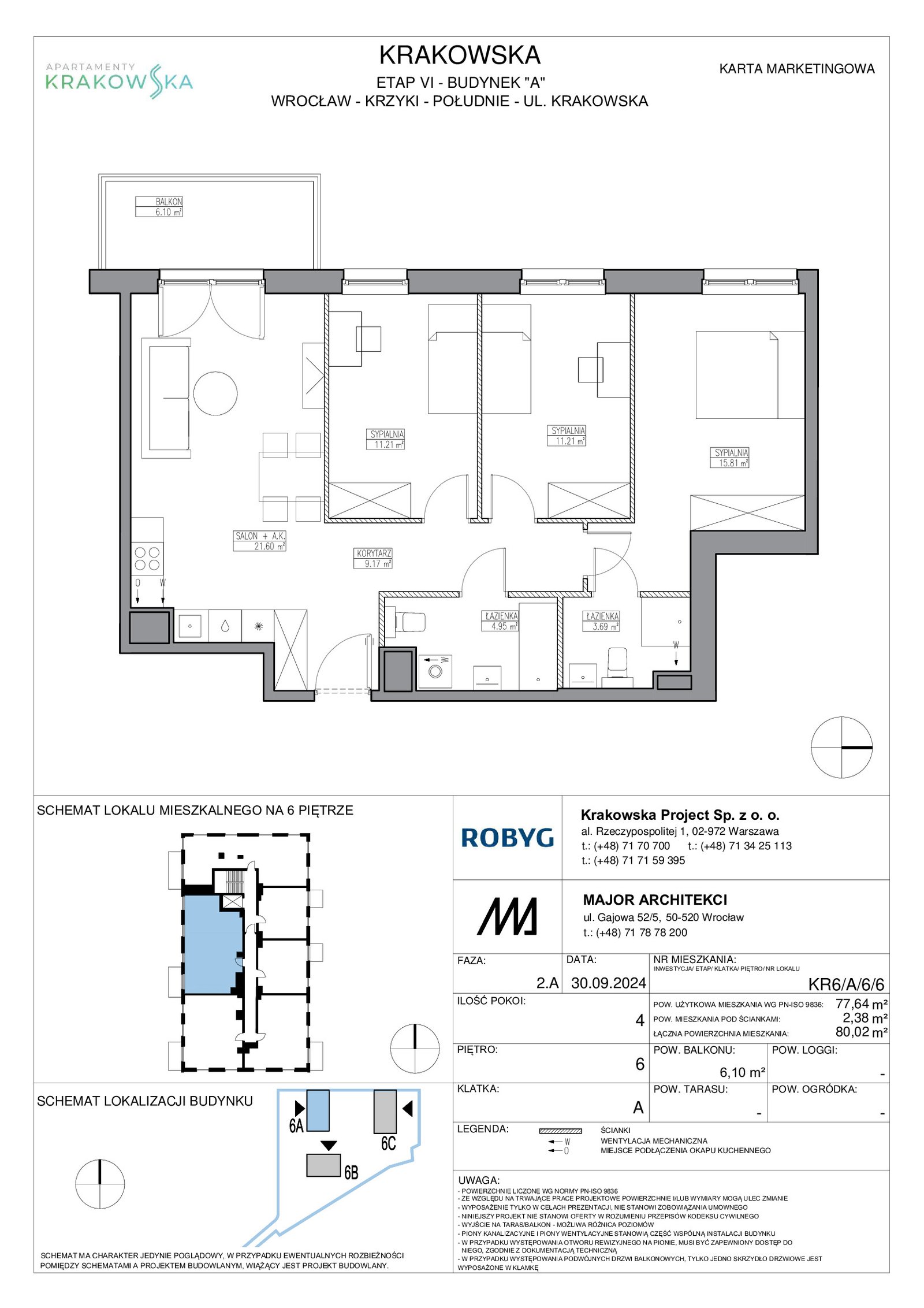 Rzut KR6/A/6/6 — Apartamenty Krakowska 6