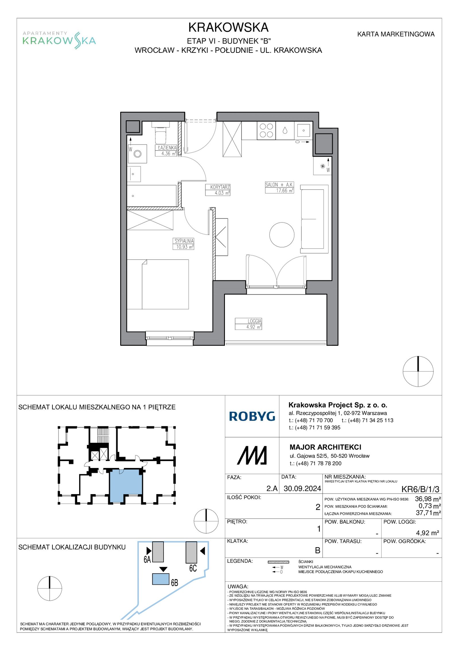 Rzut KR6/B/1/3 — Apartamenty Krakowska 6