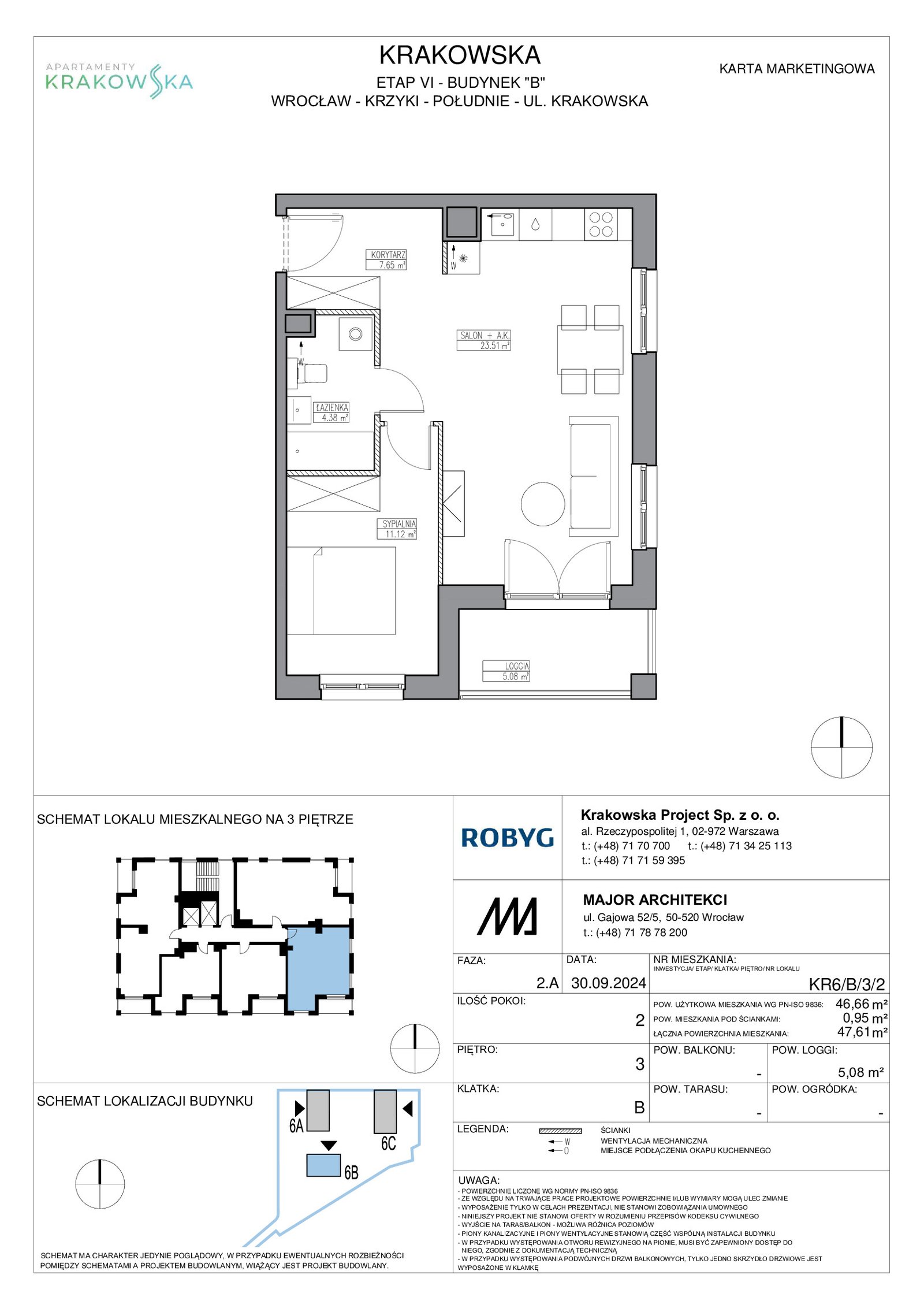 Rzut KR6/B/3/2 — Apartamenty Krakowska 6