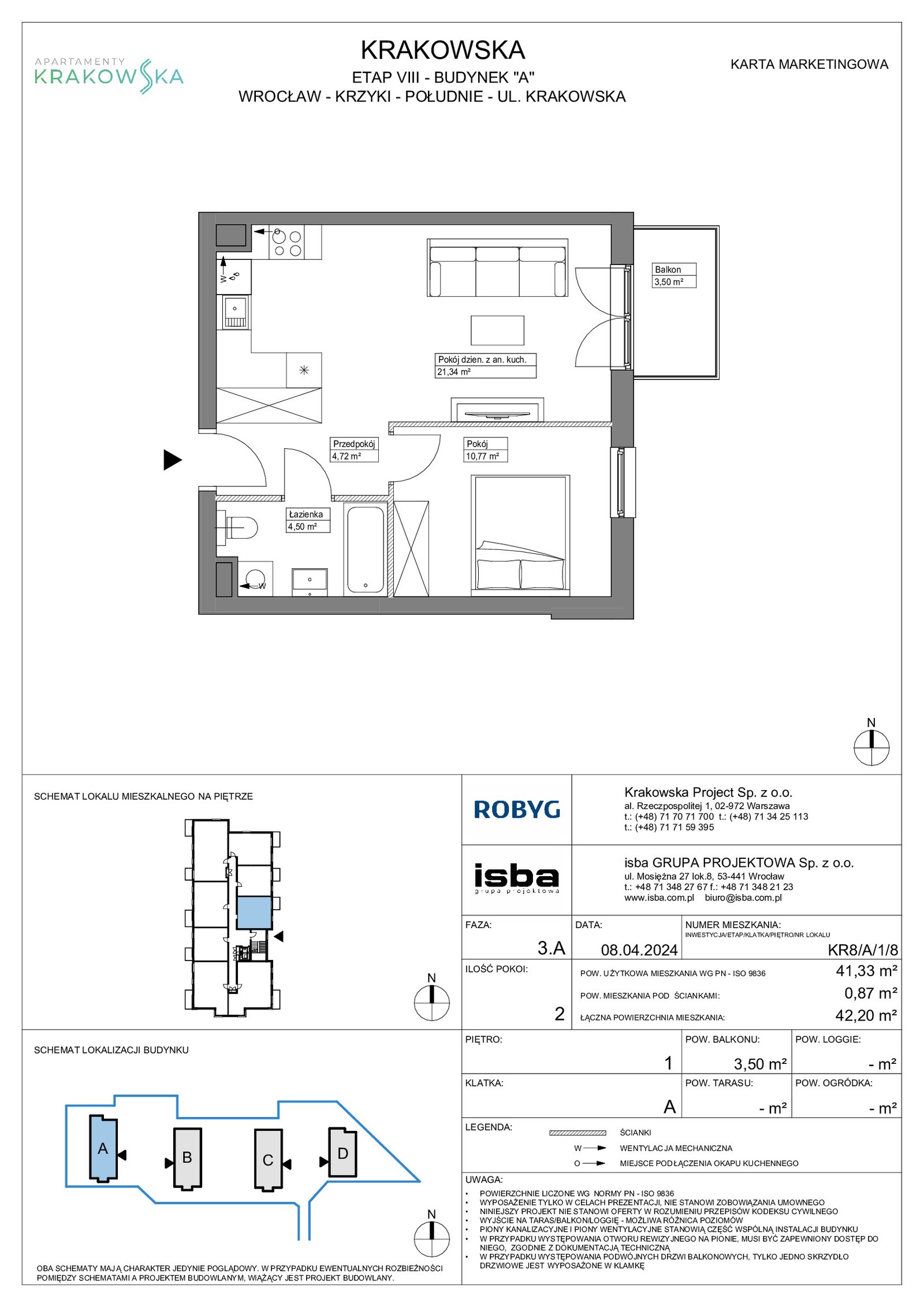 Rzut KR8/A/1/8 — Apartamenty Krakowska 8