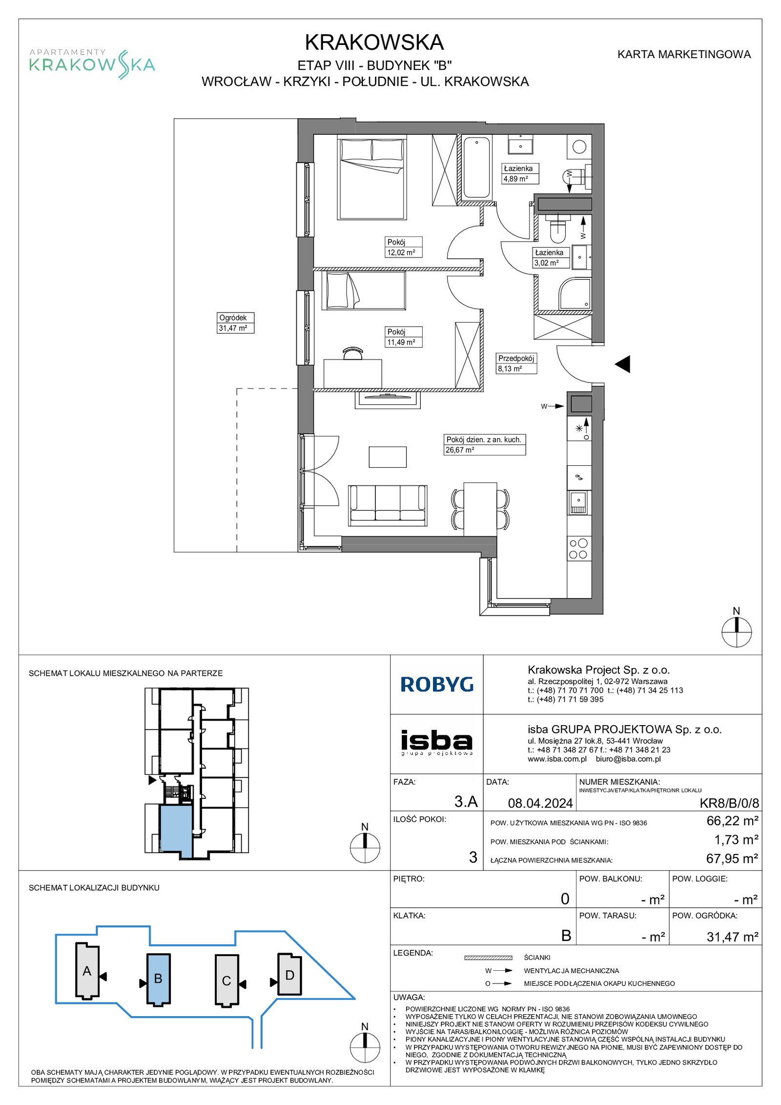 Rzut KR8/B/0/8 — Apartamenty Krakowska 8