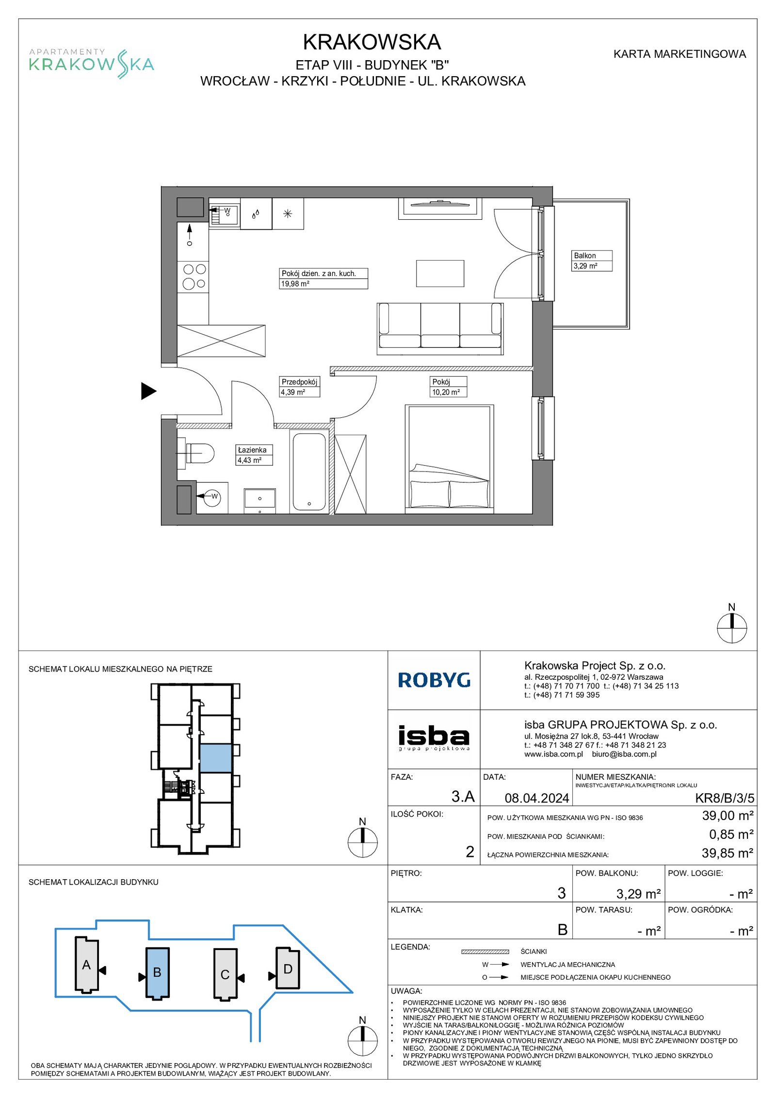 Rzut KR8/B/3/5 — Apartamenty Krakowska 8