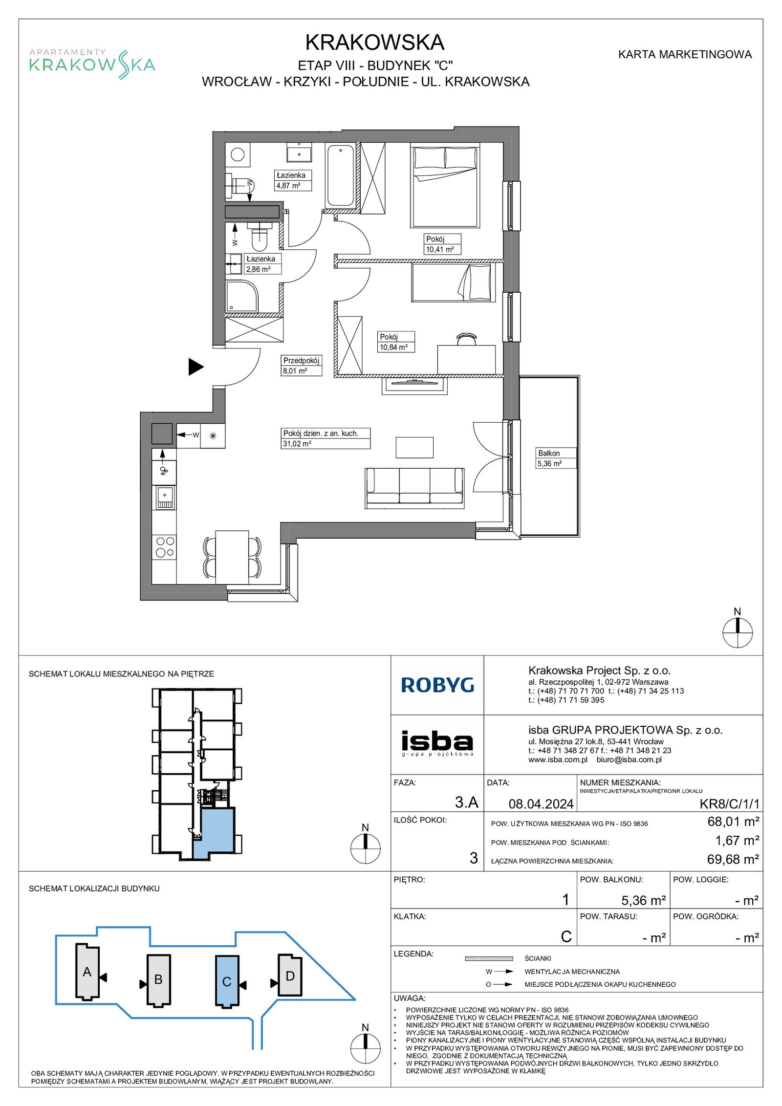 Rzut KR8/C/1/1 — Apartamenty Krakowska 8