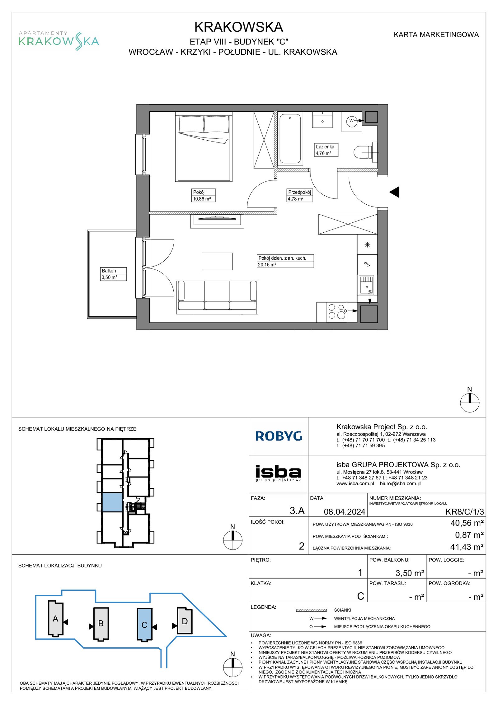 Rzut KR8/C/1/3 — Apartamenty Krakowska 8