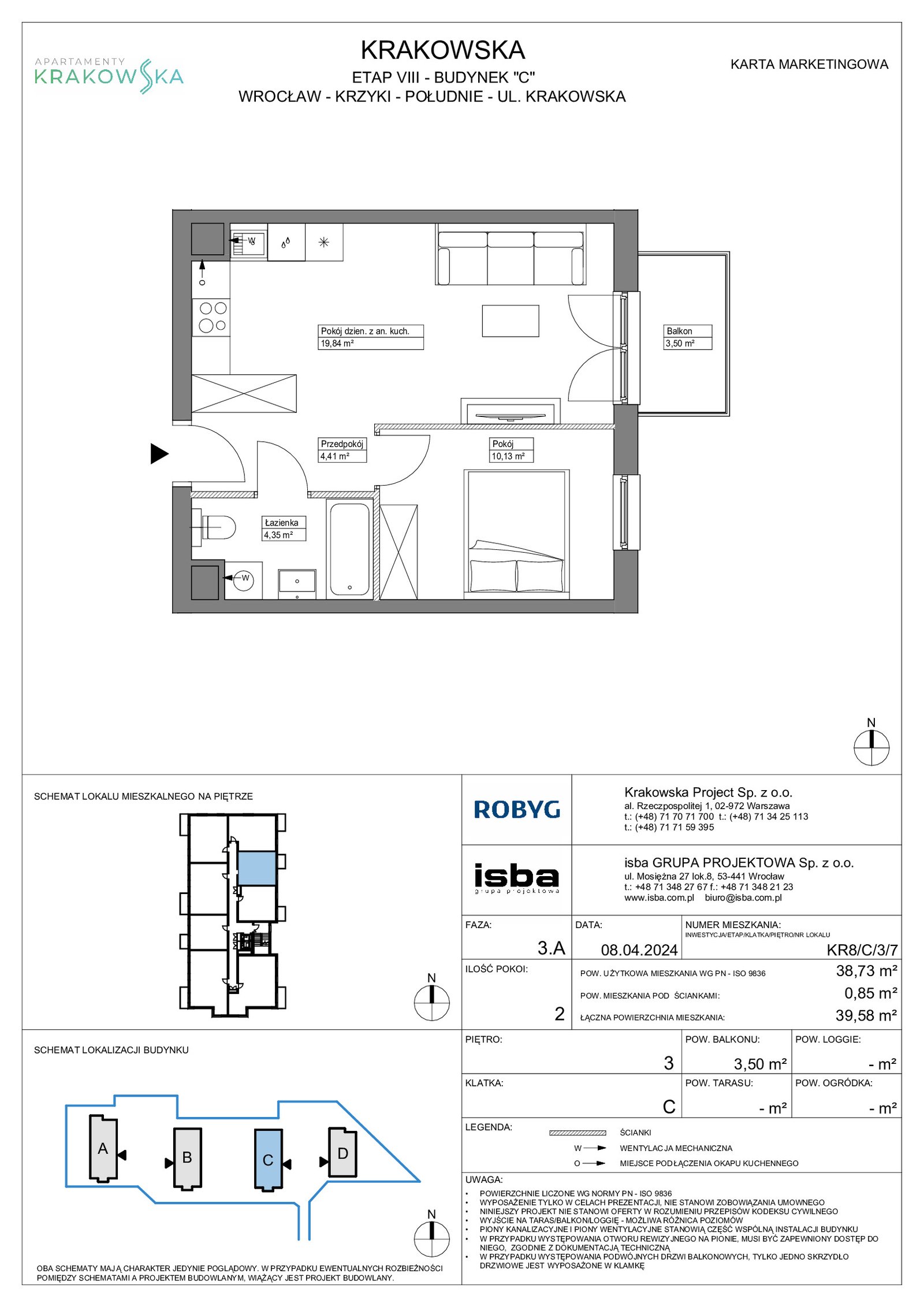 Rzut KR8/C/3/7 — Apartamenty Krakowska 8