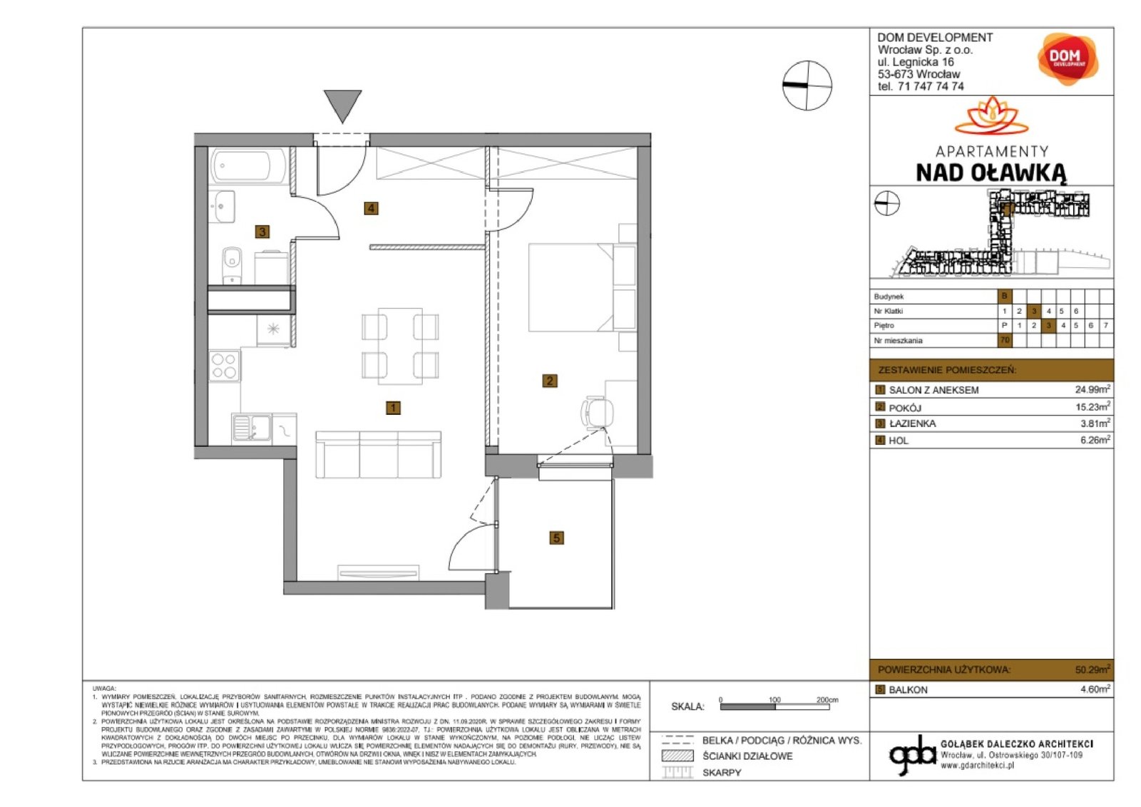 Rzut B70 — Apartamenty Nad Oławką etap II