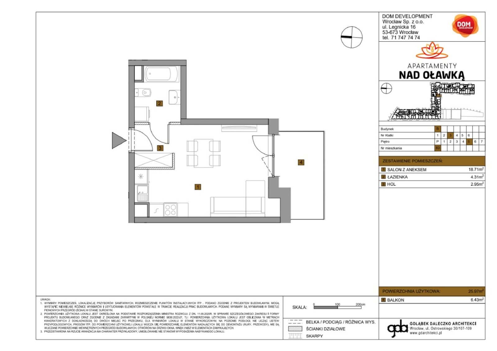 Rzut B83 — Apartamenty Nad Oławką etap II