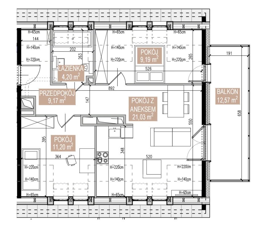 Rzut SWA/1/34/E — Apartamenty Świeradowska