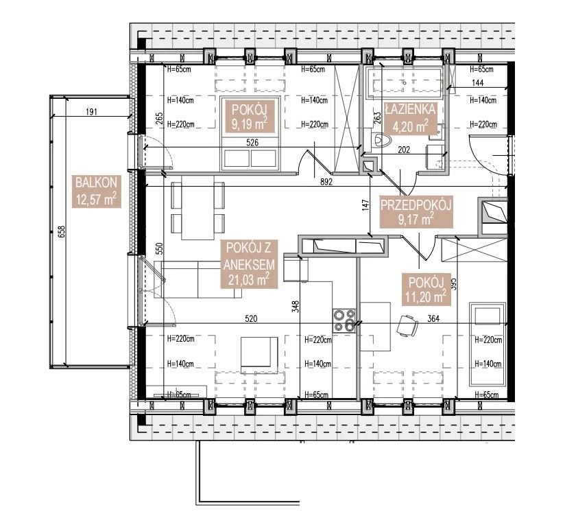 Rzut SWA/2/31/E — Apartamenty Świeradowska