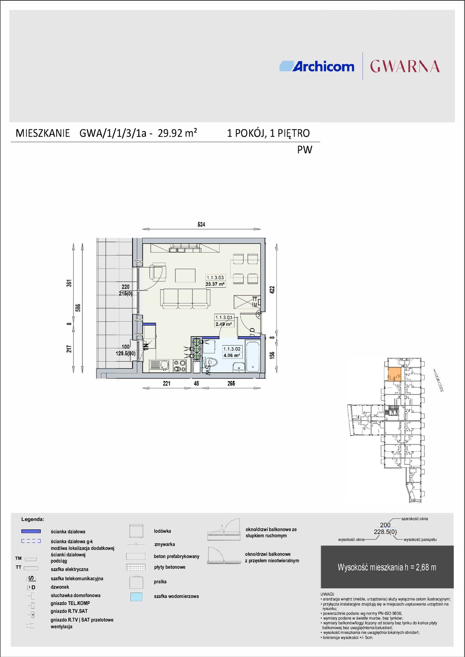 Rzut GWA 1/1/3/1a — Gwarna