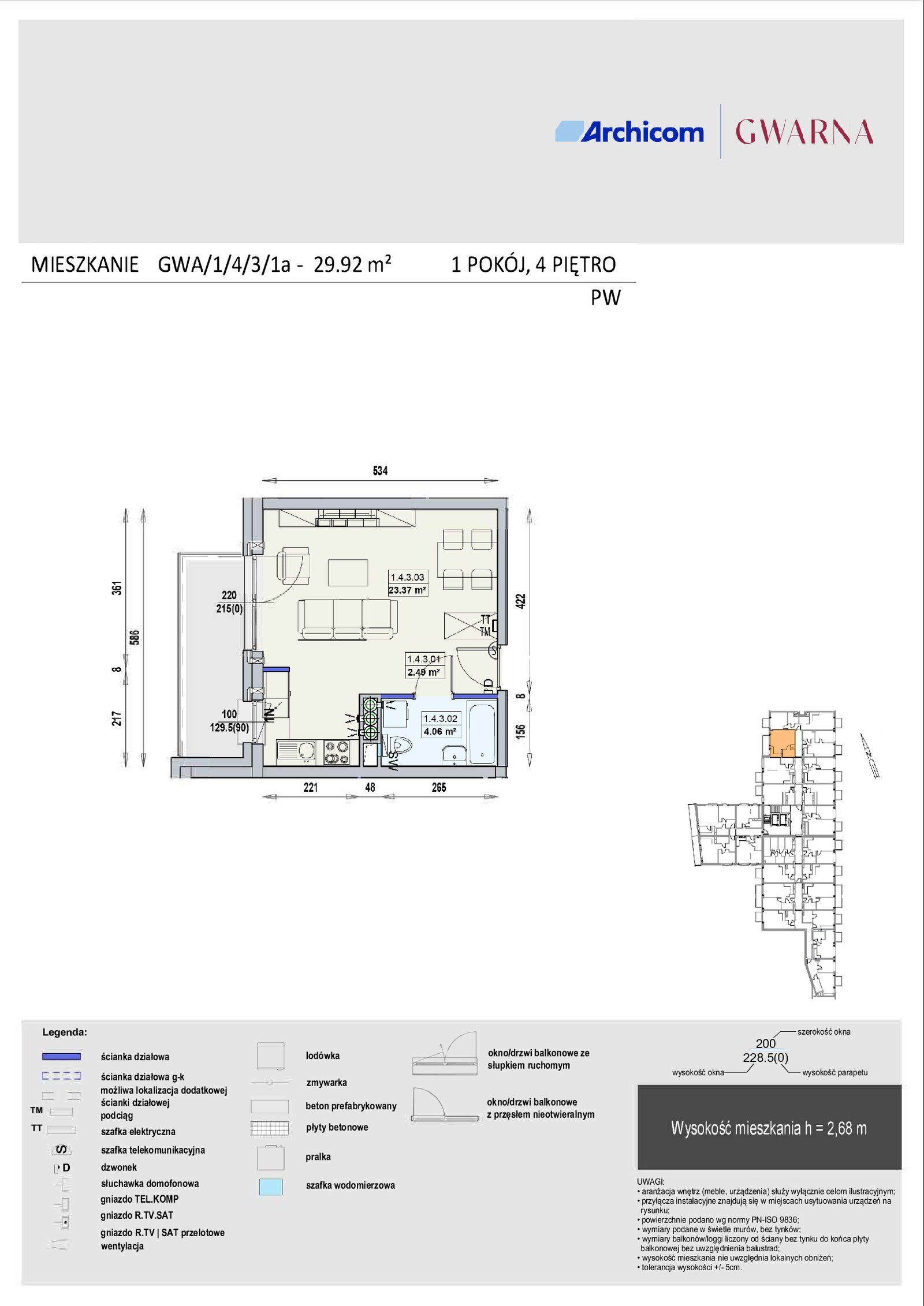 Rzut GWA 1/4/3/1a — Gwarna