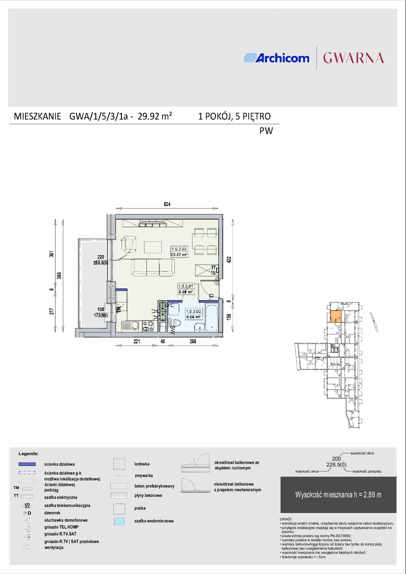 Rzut GWA 1/5/3/1a — Gwarna