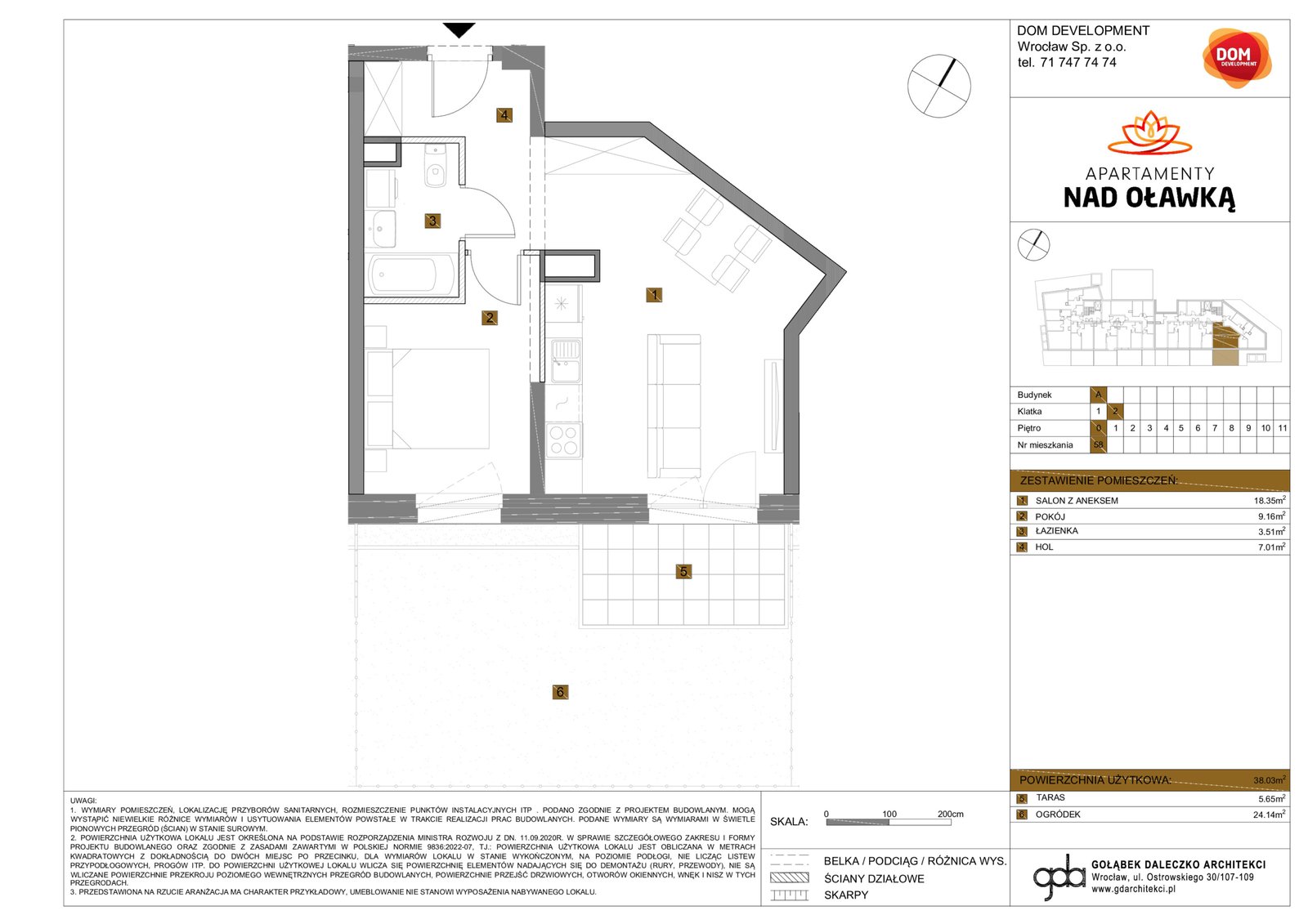 Rzut A58 — Apartamenty Nad Oławką etap I