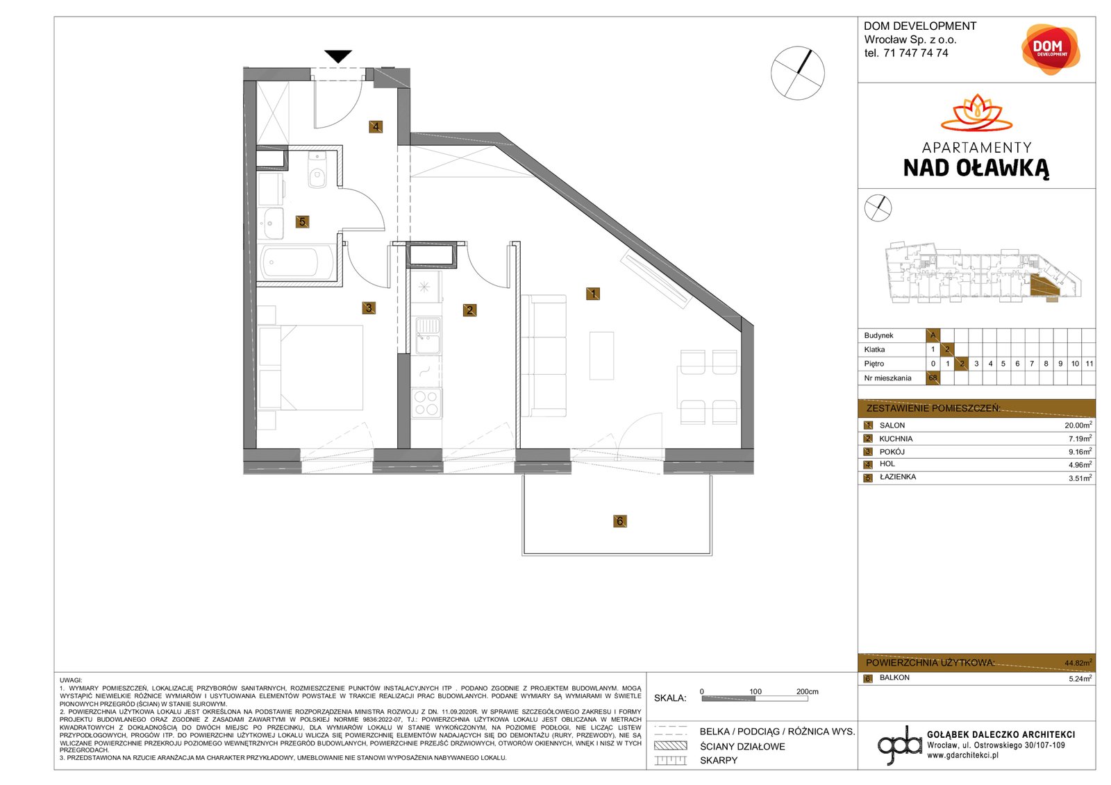 Rzut A68 — Apartamenty Nad Oławką etap I