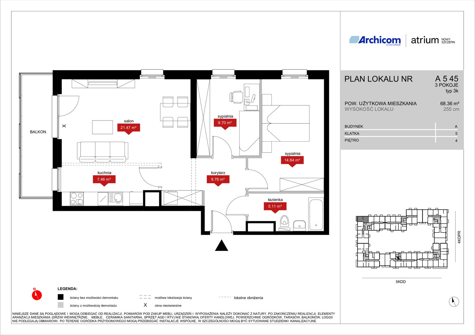 Rzut A5 45 — Atrium – Nowy Szczepin