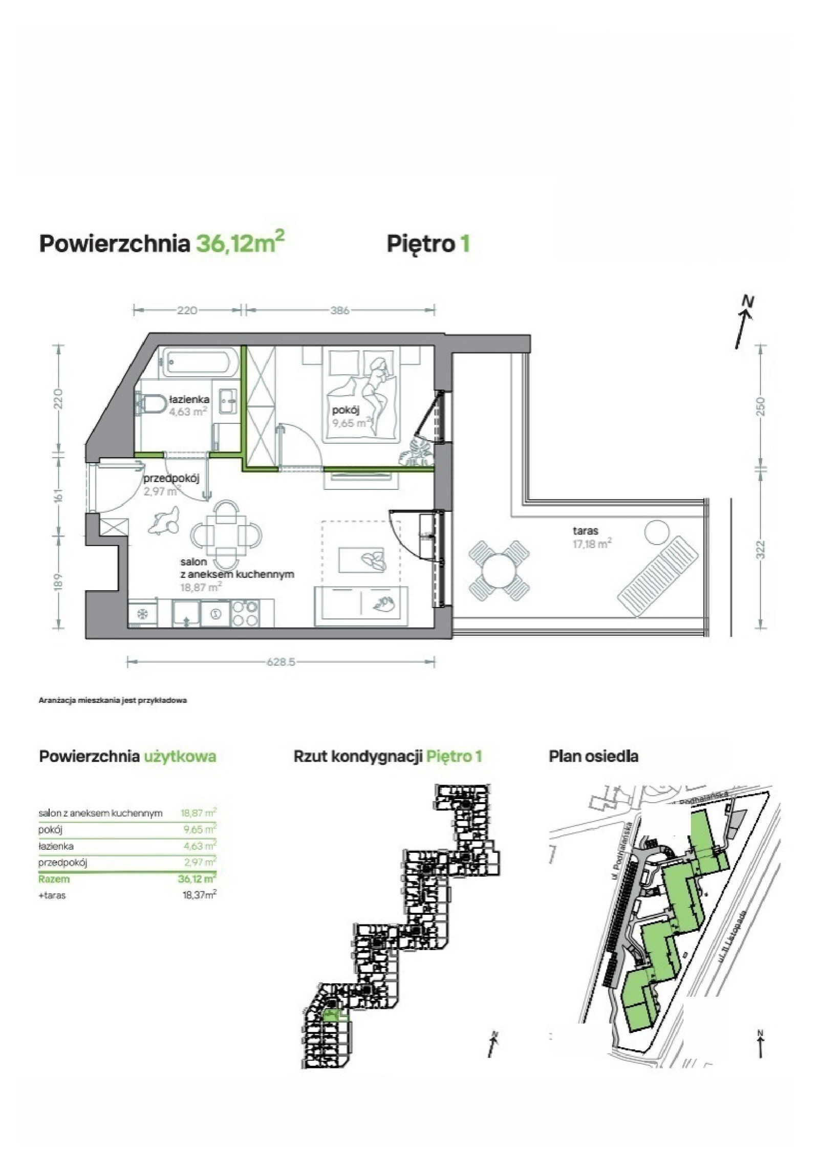 Floor plan B/KL7/1/03 — Podhalańska Vita, 36,12 m²
