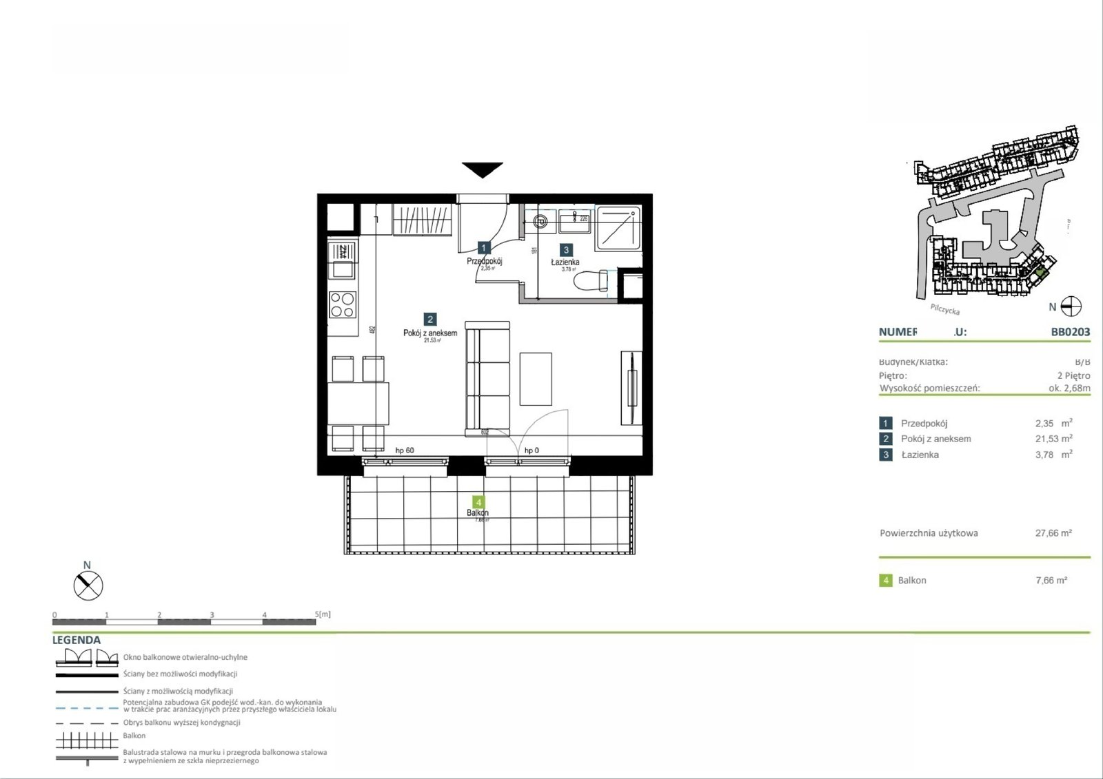Планування BB0203 — Pilczycka Vita, 27,66 m²
