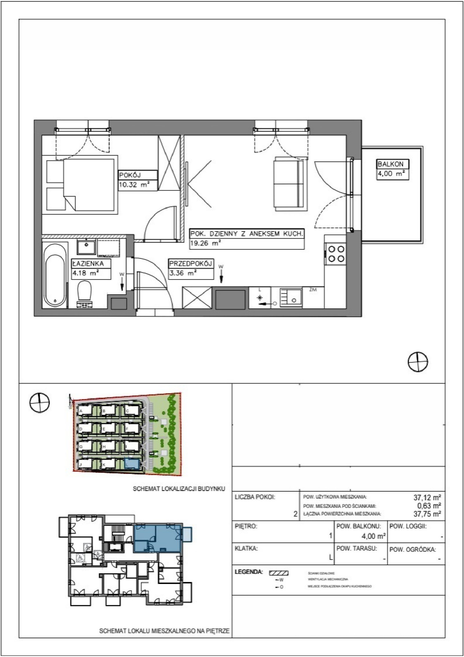 Floor plan VV/L/1/1 — Villa Viva, 37,12 m²