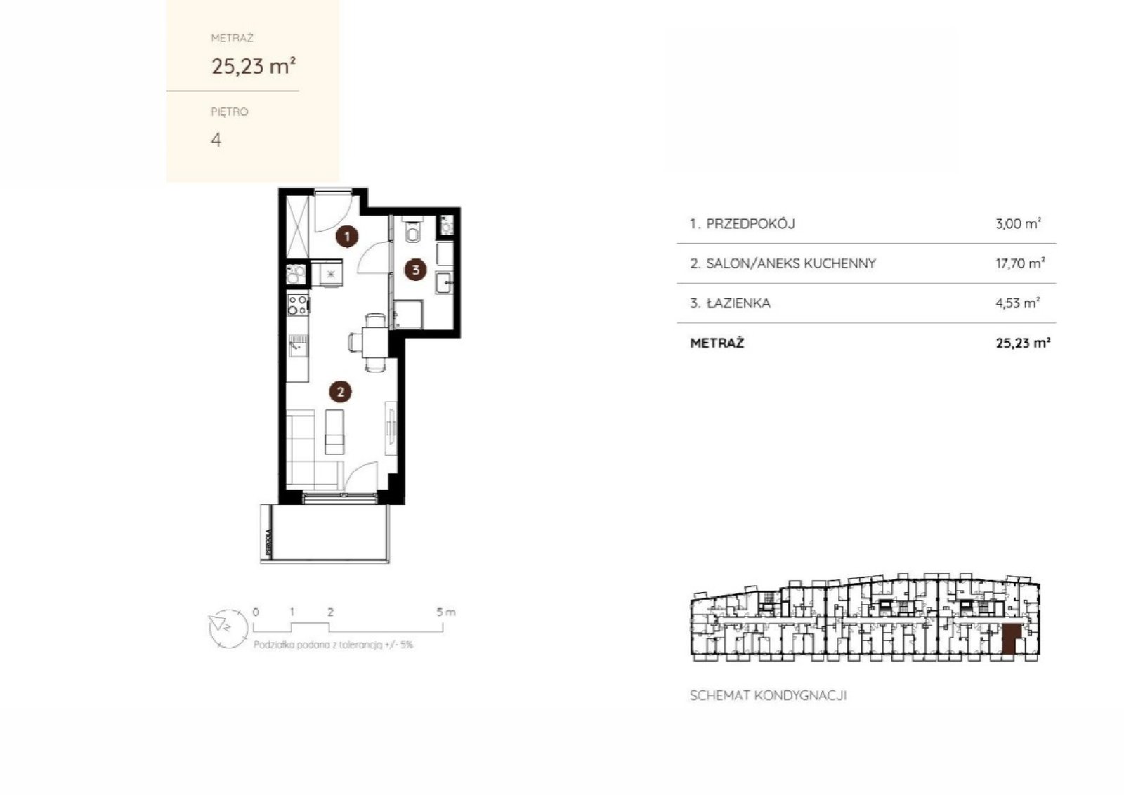 Планировка 3.A.4.04 — RiverSide, 25,19 m²