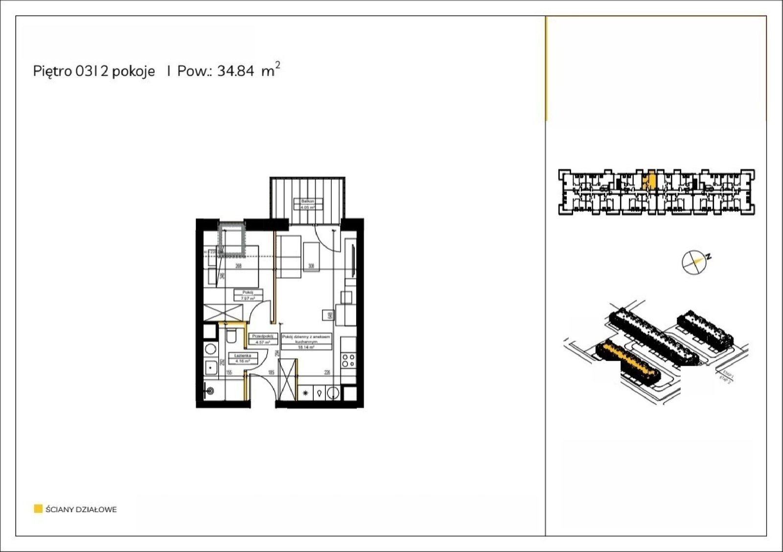 Планування F/32 — Rędzińska etap 4, 34,84 m²